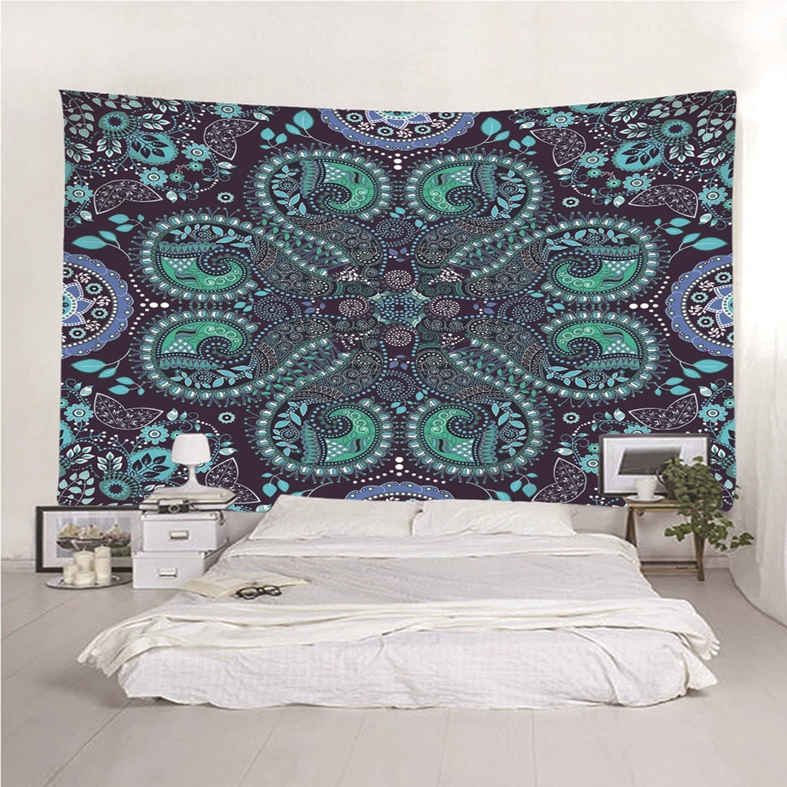 Aeici Tapices Pared, Tela Pared Playa Bordado Vintage Tapiz Pared Wall Hanging, Bedsheet(200X200Cm)