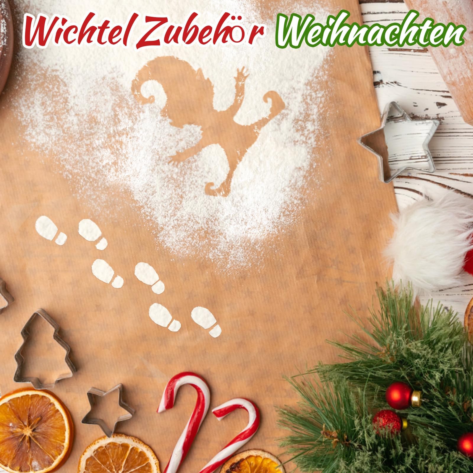 Pochoirs Empreintes Lutin De Noël - Lot 4 Pièces (pieds, Père Noël, Luge, Vélo) - Pour Fenêtres, Murs, Sols - Décoration DIY