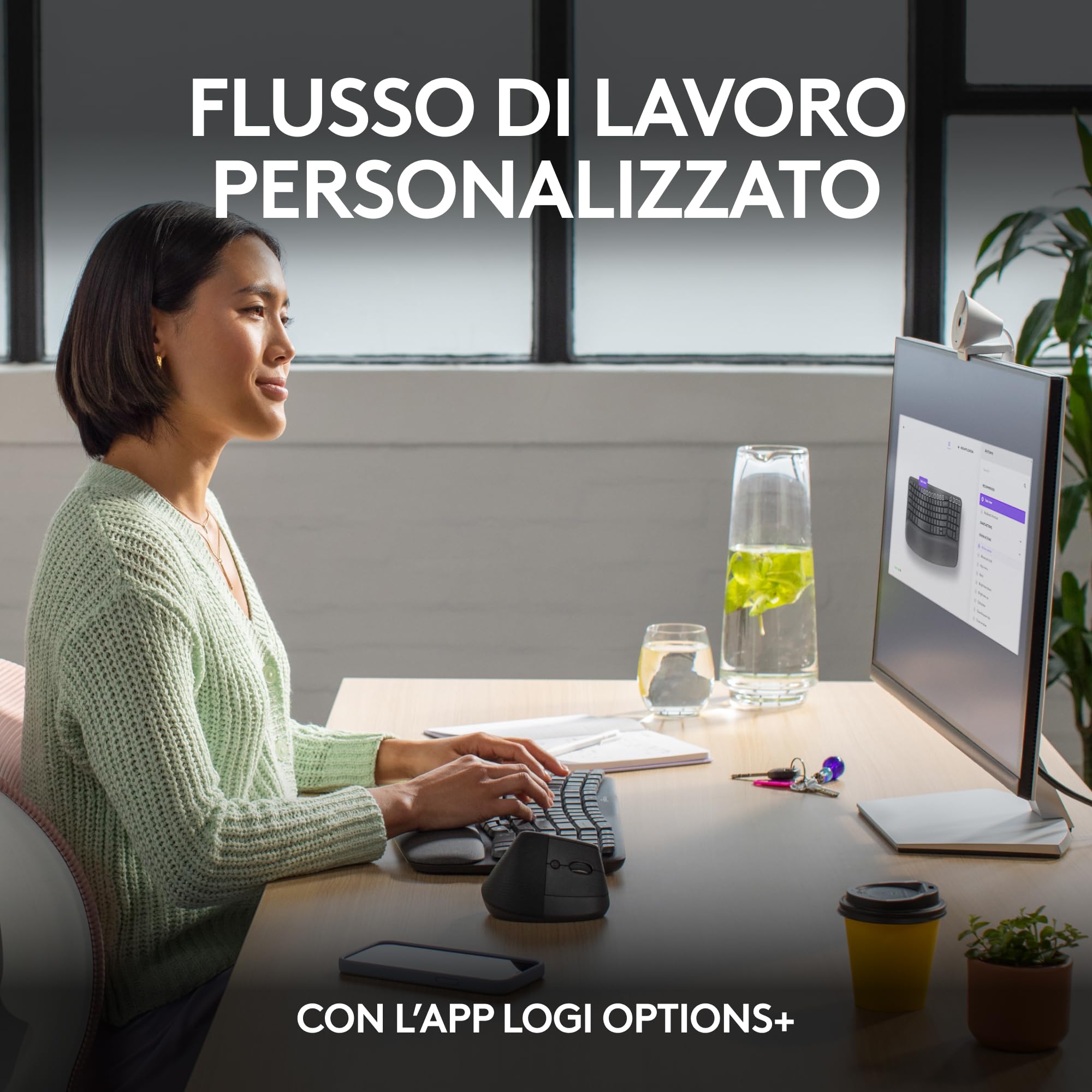 Logitech Wave Keys tastiera wireless ergonomica con supporto per i polsi imbottito, digitazione comoda, Easy-Switch, Bluetooth, Logi Bolt,compatibile con più sistemi operativi, Windows/Mac - Grafite
