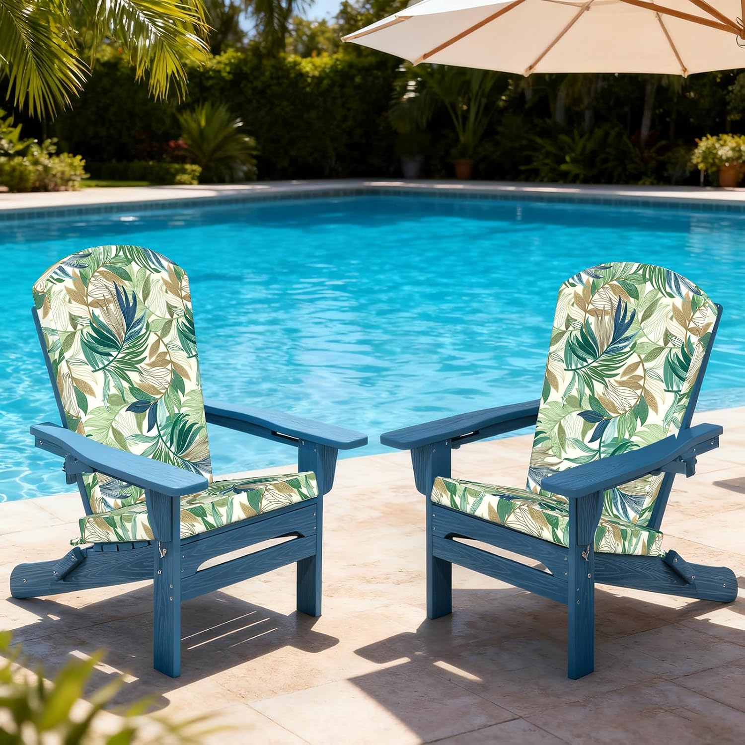 LVTXIII Adirondack Chair Cushions 48x20x2.5 Inch, Water Repellent, Fade Resistant, High Back Outdoor Rocking Chair Cushions for Patio Furniture, 2 Pack, Lush Leaf Green