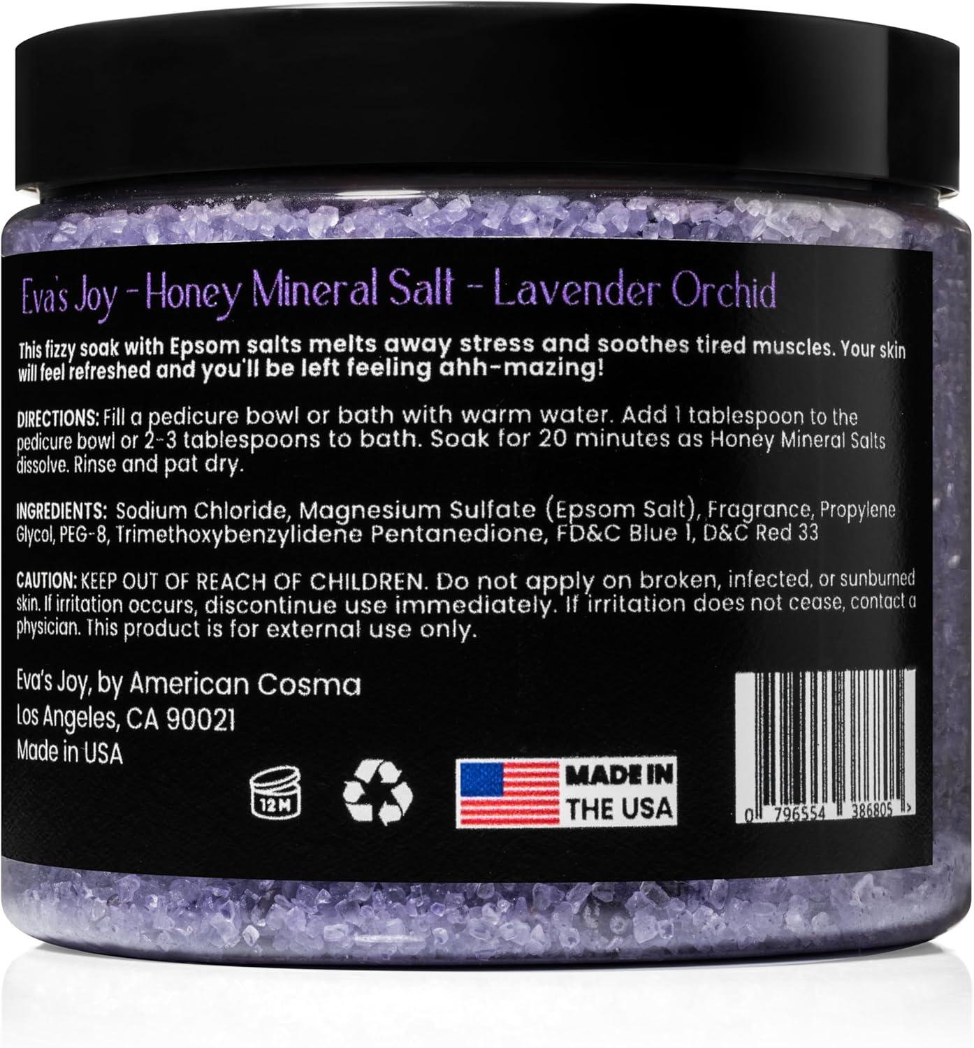 Eva's Joy Lavender Orchid Mineral Bath and Foot Soak, Made with Epsom Salt Crystals, Oil-Free, Exfoliating & Nourishing, Relaxing Lavender Scent, Cleanses & Hydrates Skin, 16 oz - Image 3