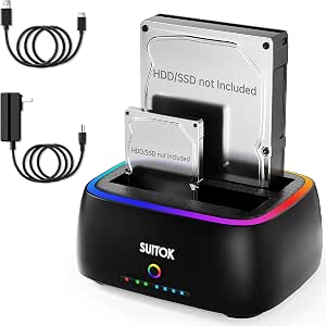 Dual Bay SATA Hard Drive Cloner Dock USB C 5Gbps 2.5" 3.5" 40TB