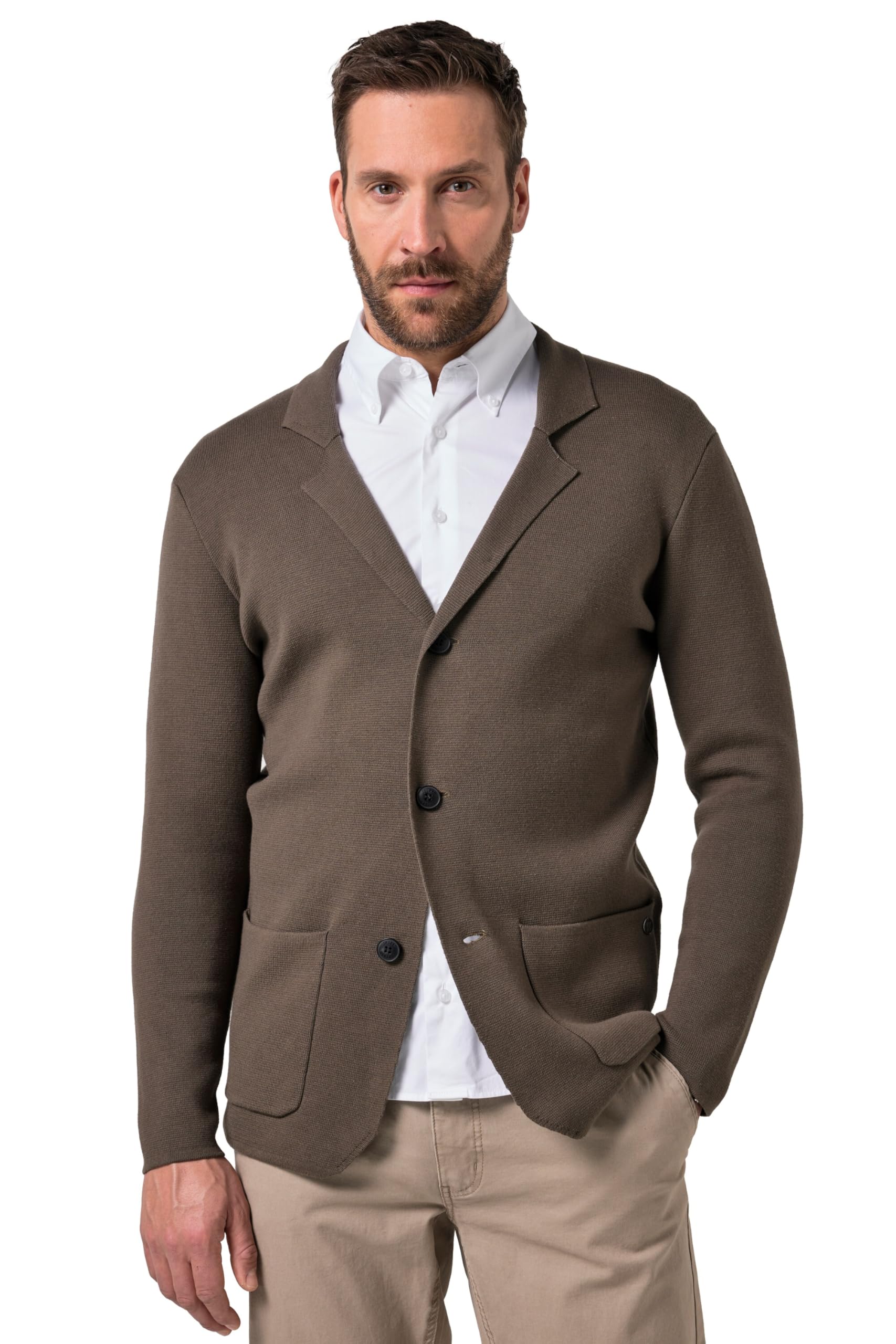 JP 1880 Herren große Größen Übergrößen Menswear L-8XL Stricksakko, FLEXNAMIC®, Business, Milano-Strick, Reverskragen 782666