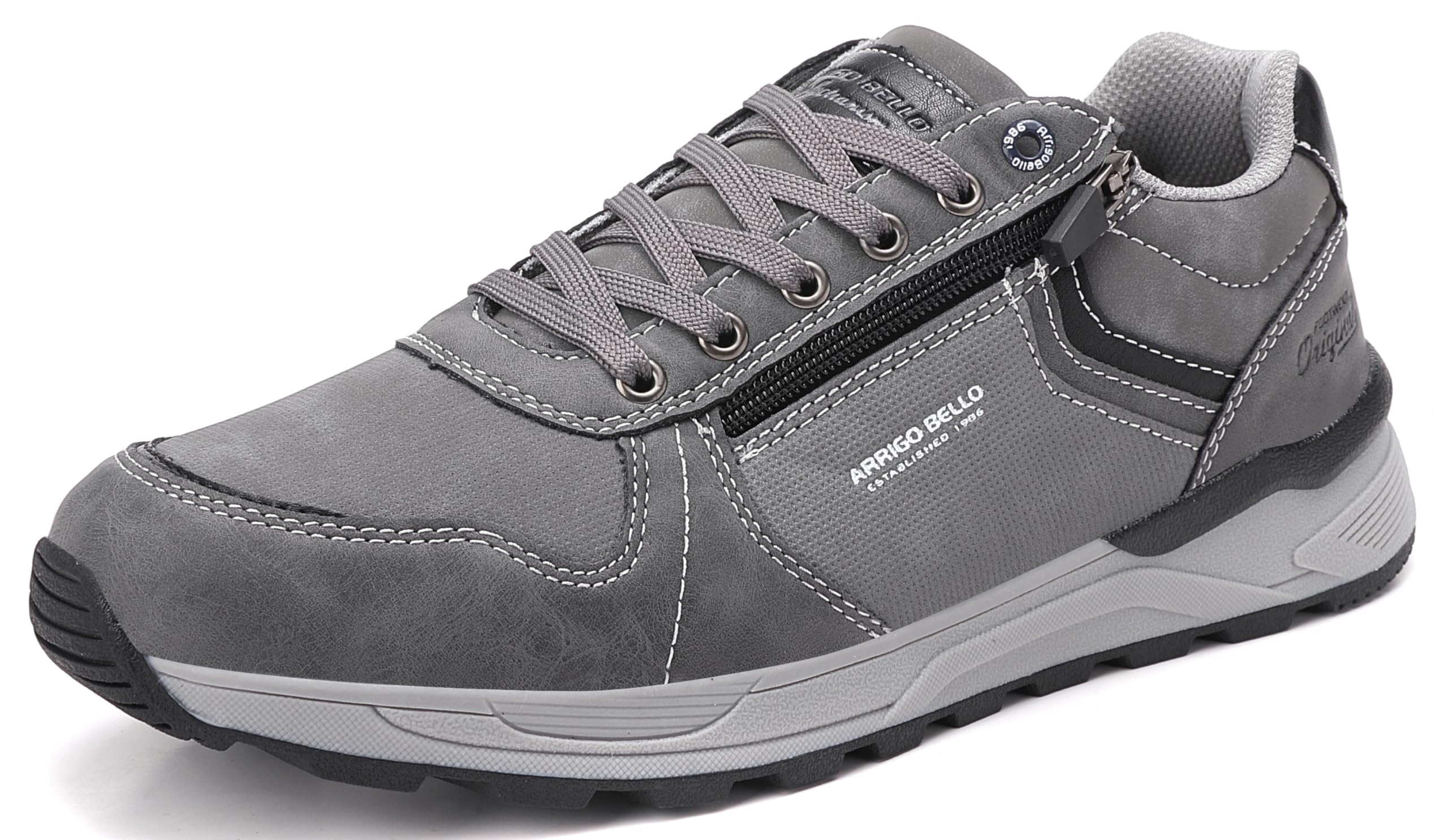 ARRIGOBELLO Freizeitschuhe Herren Schuhe Kunstleder Sneaker Bequem Sportschuhe Reißverschlüsse Walkingschuhe Leichtgewicht Arbeitsschuhe EU41-46
