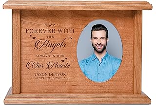 Lifesong Milestones Small Wooden Urns for Ashes Adult Male Urns for Ashes Adult Male Wooden Box Personalized Memorial Funeral Cremation Urn Box for Human Ashes Photo Wall Urn Tiny Decorative Urns