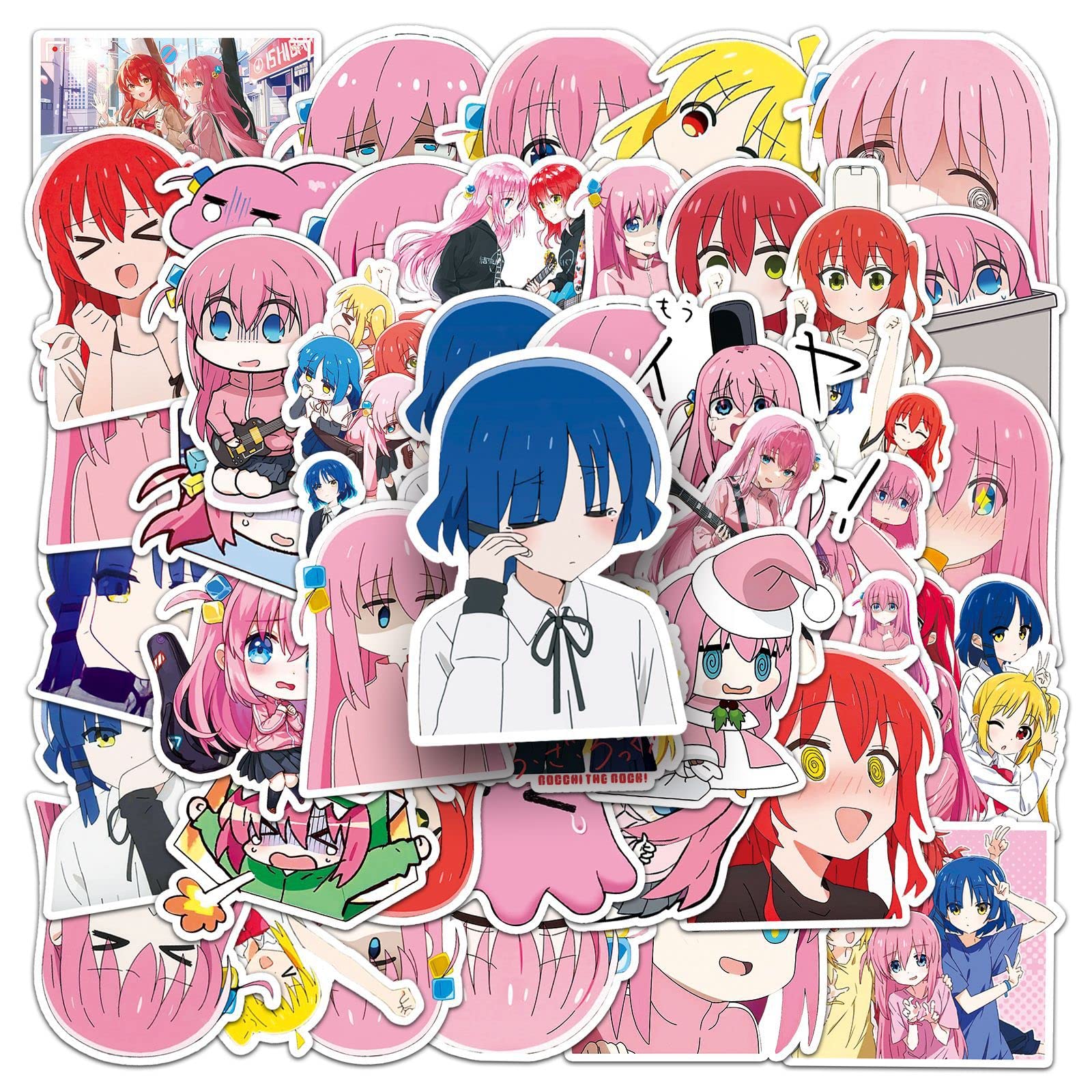 Lylsdsb Bocchi The Rock Stickers Pack Of 50 Waterproof Cute Anime Stickers For Laptop Skateboard Scrapbook Suitcase Luggage Water Bottles Car Bicycle Japanese Cartoon Stickers For Teenagers Children