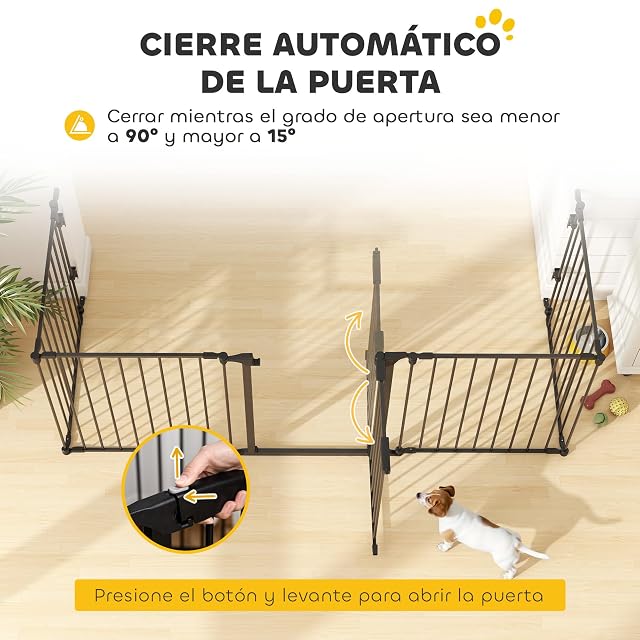 Foto 5 de 8 de PawHut Barrera para Perros Plegable de 5 Paneles 300x74,5 cm Negro