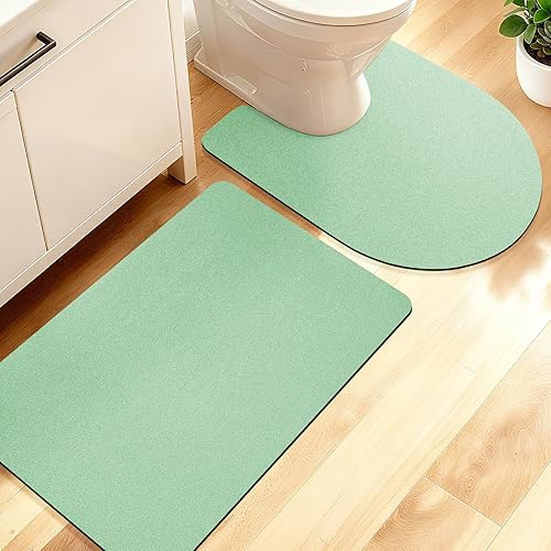 Miniatura 47 de ACCUMTEK Alfombrilla de Baño Ultrafina, Alfombrillas Antideslizantes de Espesor Reforzado para Debajo de la Puerta, Alfombras de Baño 2-gris