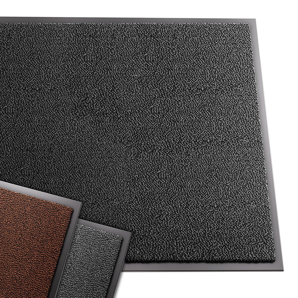 VOUNOT® Heavy Duty Barrier Mats, Door Mat Washable, Non Slip Rubber Mat, Floor Mats Kitchen Rugs, Grey-Black, 90x120cm
