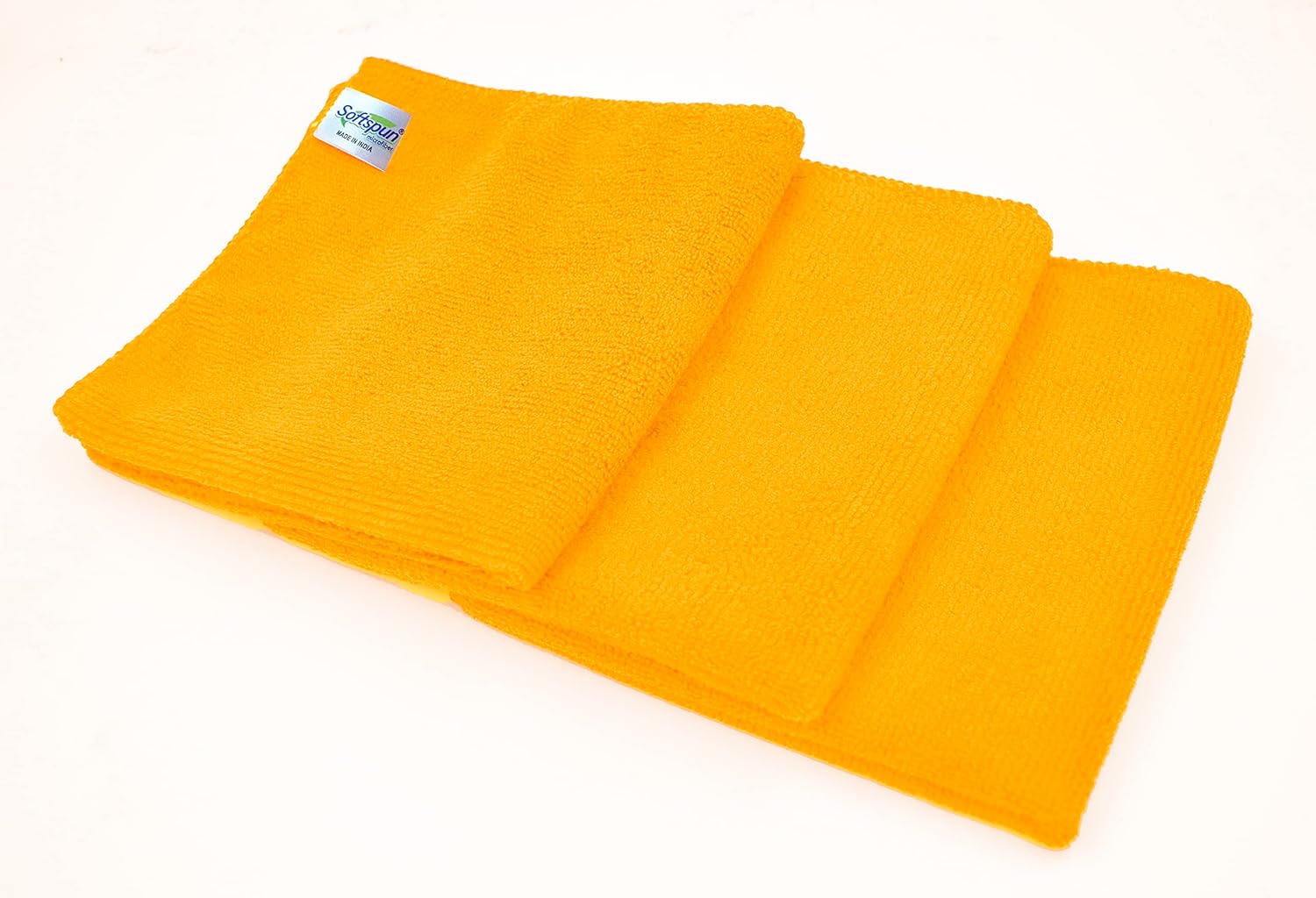 SOFTSPUN Microfiber Cloth 3 pcs 30x30 cms 340 GSM Orange Thick Lint