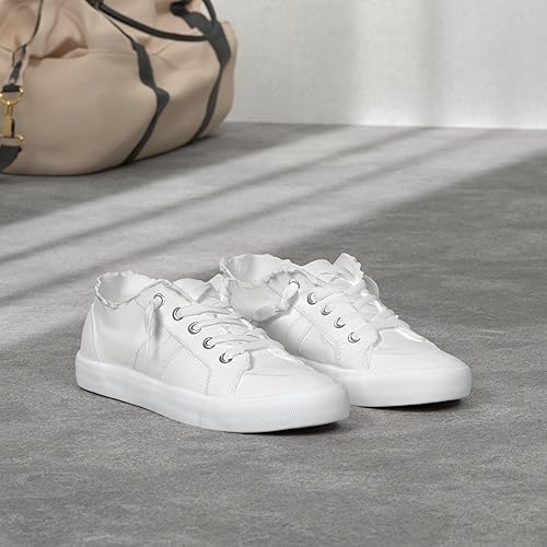 Miniatura 2 de Obtaom Play Tenis de mujer, a la moda, color blanco lavado, diseño de leopardo, de lona, solo hay que deslizar el pie dentro