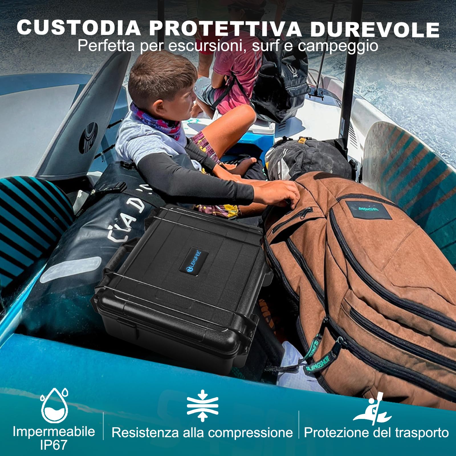 LEKUFEE Custodia Rigida Impermeabile per DJI Flip Drone(DJI RC N3),Combo Fly More, Batteria (9 pezzi), Hub di ricarica e altri accessori (solo valigia)