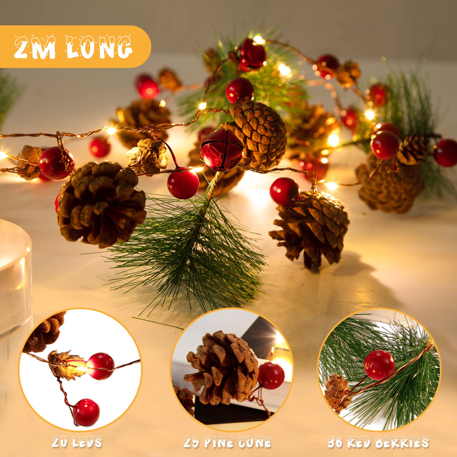 Couronne De Noël Lumineuse LED - 30 Cm Avec Piles Et