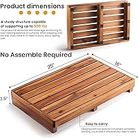 Vista 2 de TINAMO Taburete de Un Paso de 3.5" para Ancianos, Taburete Elevado de Madera de Acacia para Cama - 550 Lbs Taburete de Movilidad de Madera