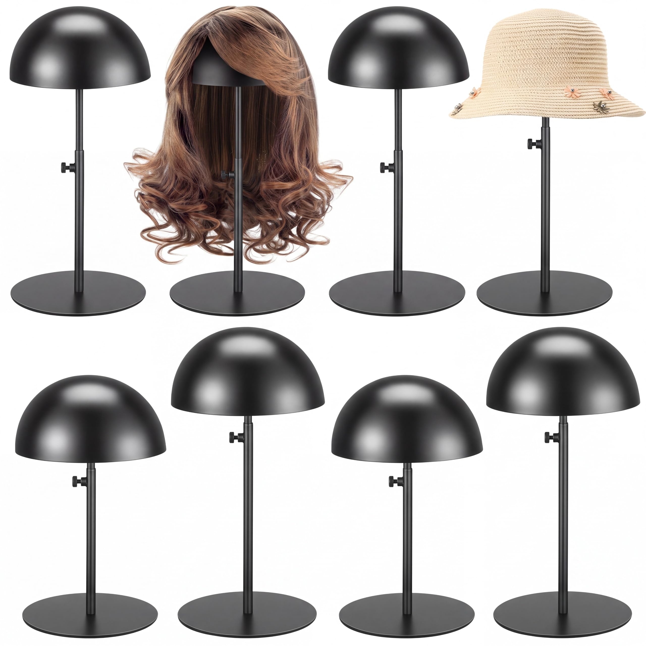 Sintuff 4 Pcs Metal Hat Stand for Display 7.9-15.7", Round Base, Black