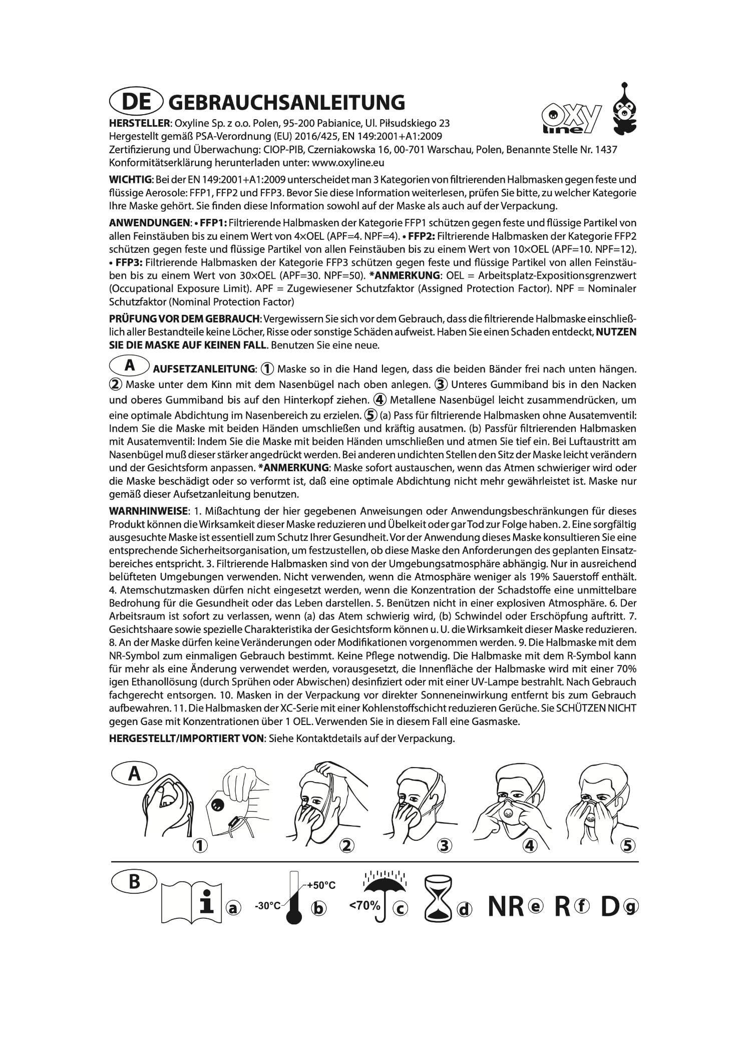 XS 310 V FFP3 R D - Maschera antipolvere riutilizzabile con valvola, extra fit, 10 pezzi
