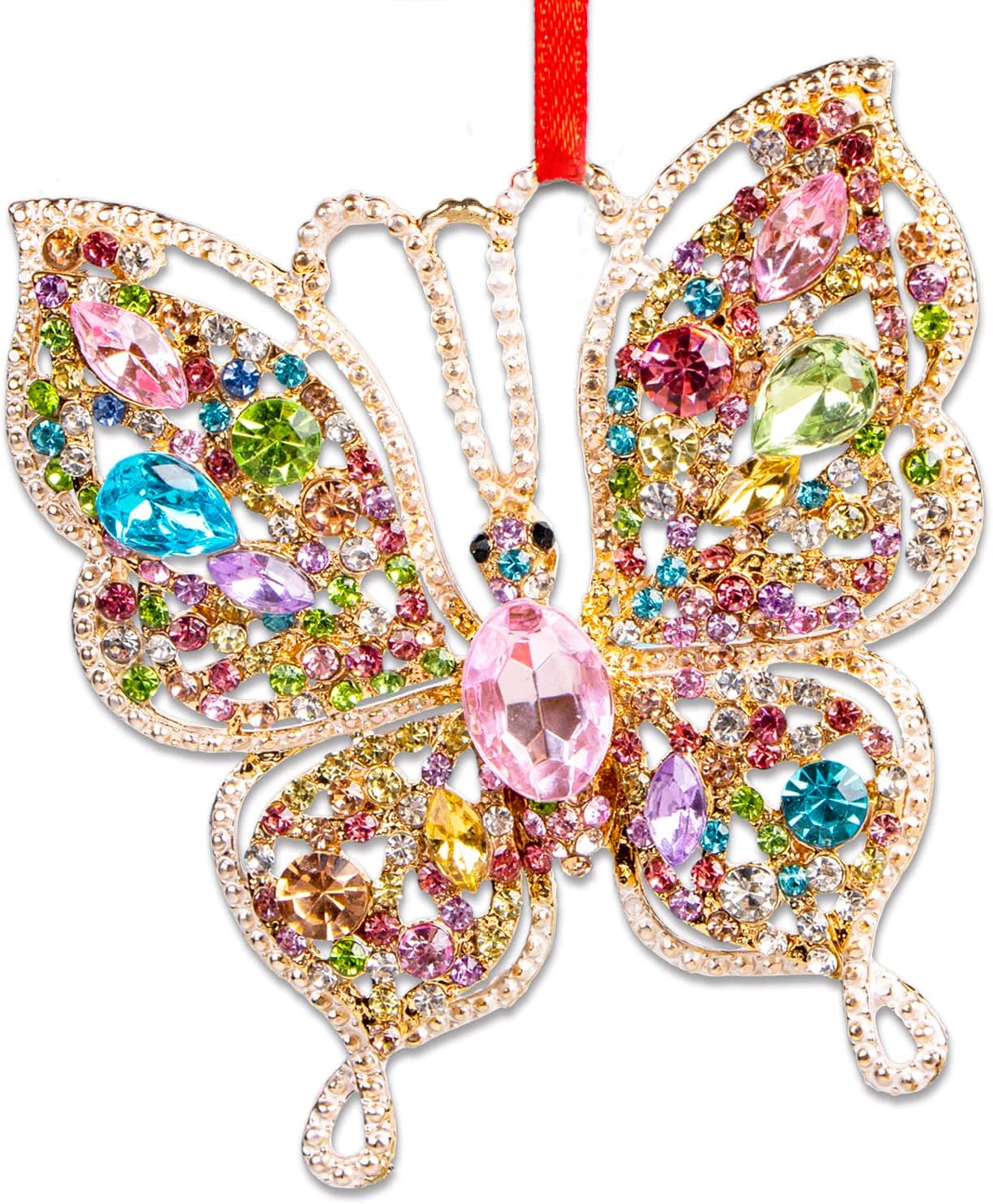 PETCEE Butterfly Christmas Ornaments 2026 - Girly Colorful Metal Butterfly Christmas Tree Decorations for Girls Kids Beautiful Cute Pretty Ornaments Keepsake Gifts for Women Mom Grandma