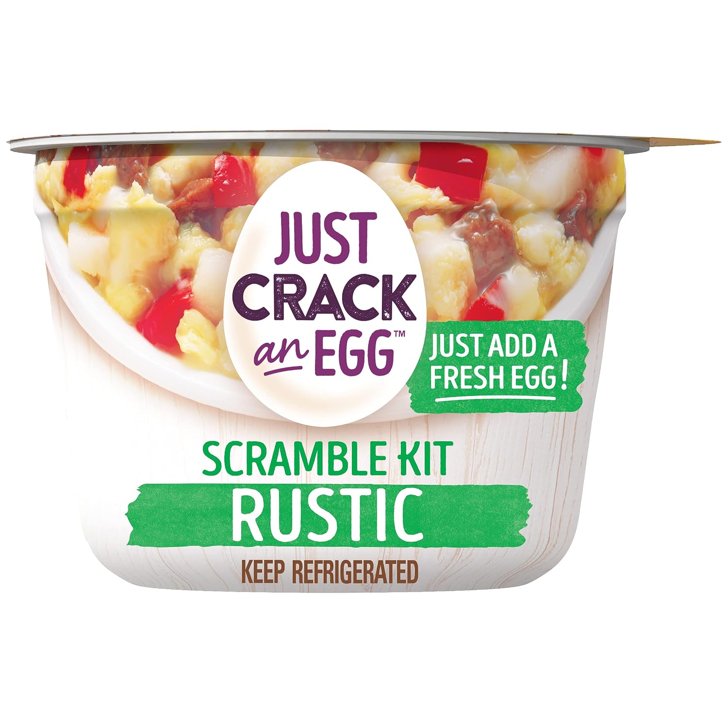 Just Crack an Egg Rustic Scramble Breakfast Bowl Kit with Turkey Sausage, Mozzarella Cheese, Potatoes, Mushrooms, Onions and Red Peppers, 3 oz. Cup