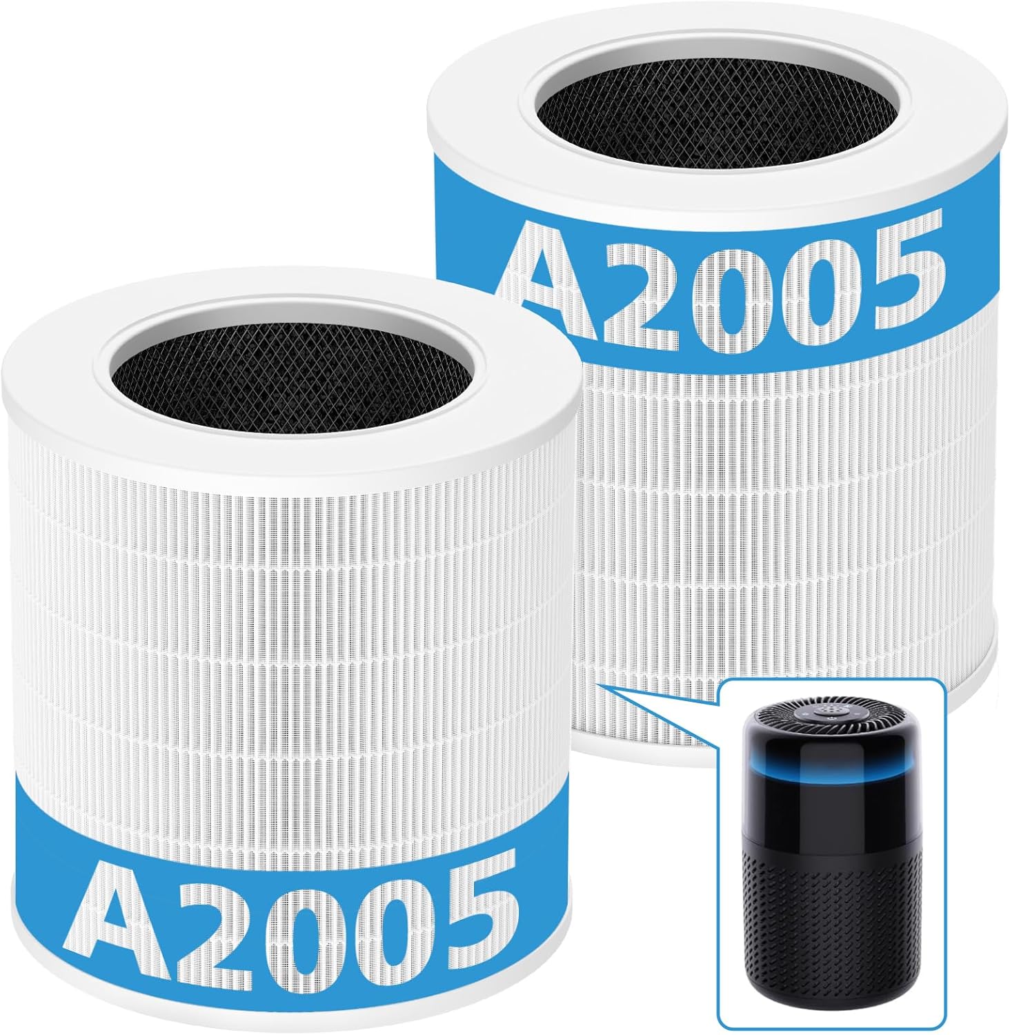 A2005 Replacement Filter Compatible with A2005 Air Purifier, 3-In-1 HEPA Activated Carbon Filter for Smoke Dust Odors Pollen Pet Dander Quiet 99.9% Removal to 0.3 Microns for Home Bedroom product image
