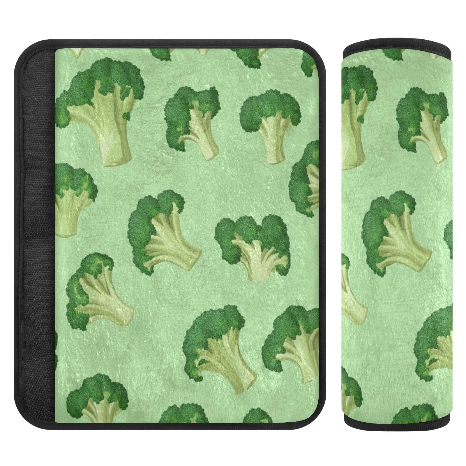 Seat Belt Covers 2 Pack Broccoli Florets Car Seat Strap Covers Super Soft Green Color Car Seat Neck Cover for Boys Girls Adults Babies S