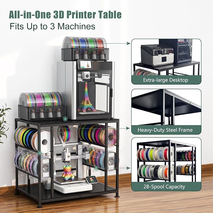 Soporte grande para impresora 3D con almacenamiento de filamento miniatura 4