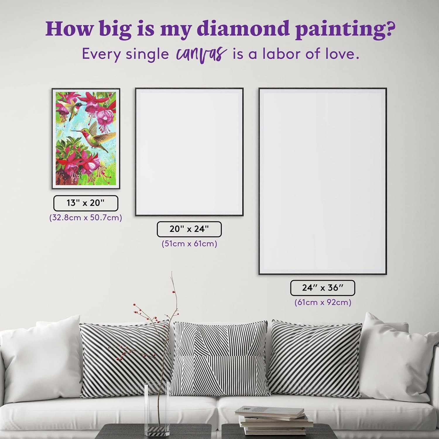 DIAMOND ART CLUB Fuschia Hummingbird Diamond Painting Kit, Fun DIY Crafts for Adults, Round Diamond Art Canvas, 13" x 20" (32.8 cm x 50.7 cm)