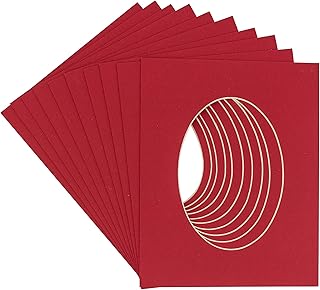 CountryArtHouse Deep Red Acid Free 16x20 Oval Picture Frame Mat with White Core Bevel Cut for 11x14 Pictures - Fits 16x20 Frame - Pack of 1 Matboard