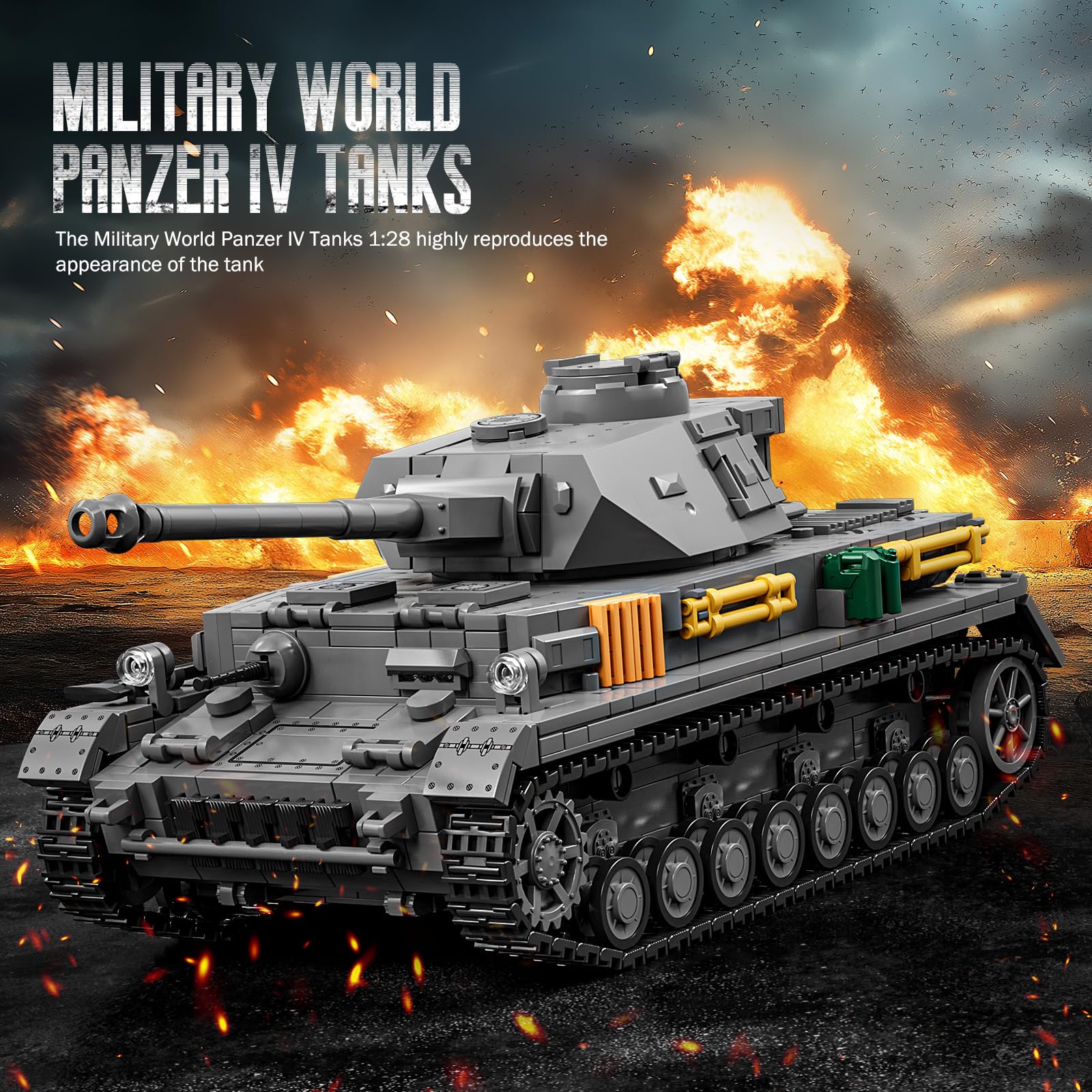 Brihappen Military Tank Building Blocks Sets for Adult WW2 German IV Heavy Tank Collection Model Construction Toys - Image 4