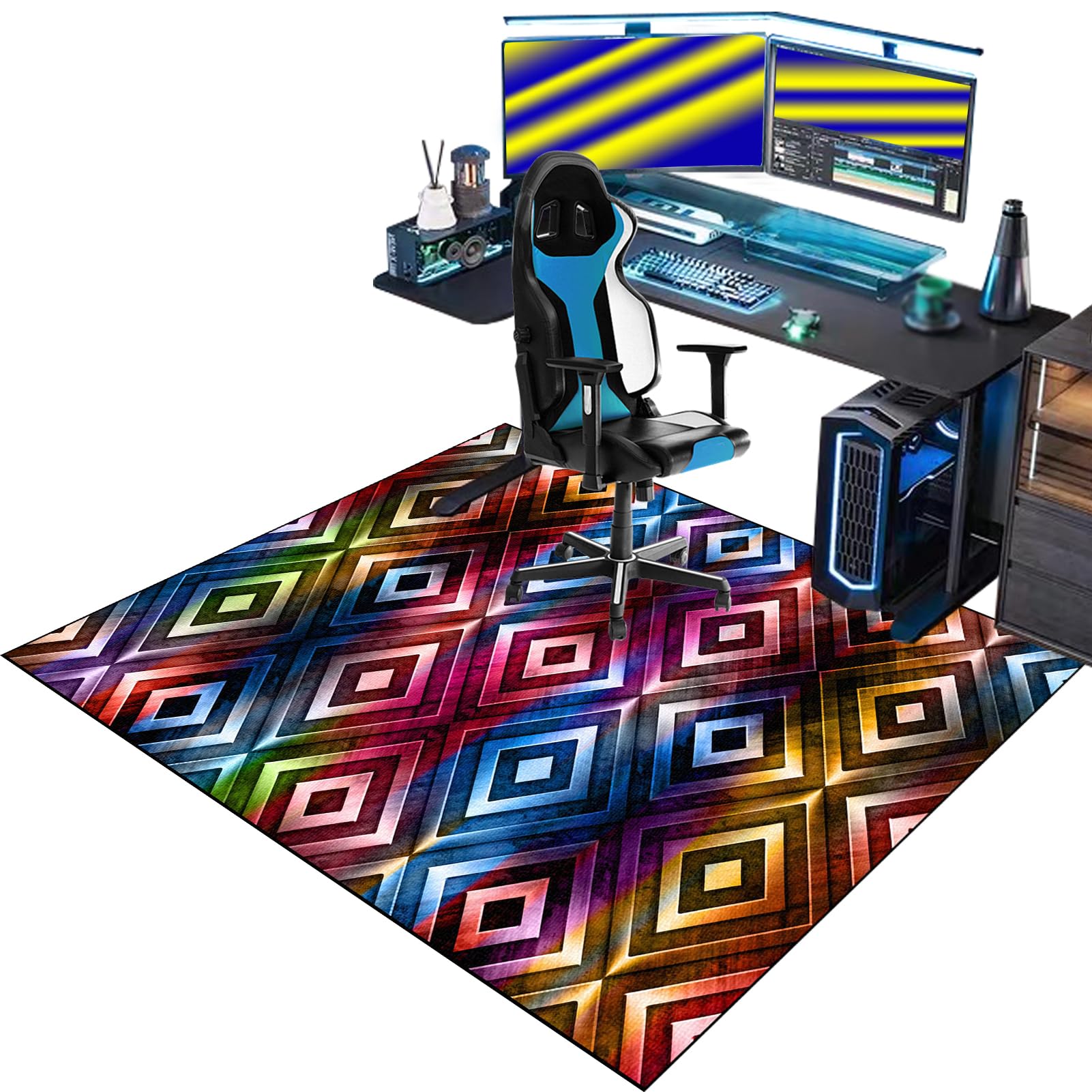 Gaming Chair Mat for Carpet, Rolling Chair Mat, Heavy Duty Office Chair Mats for Carpeted and Hardwood Floor Carpet Protector Chair Mat for Home and Office 90 x 140 cm Floor Mat for Office Chair