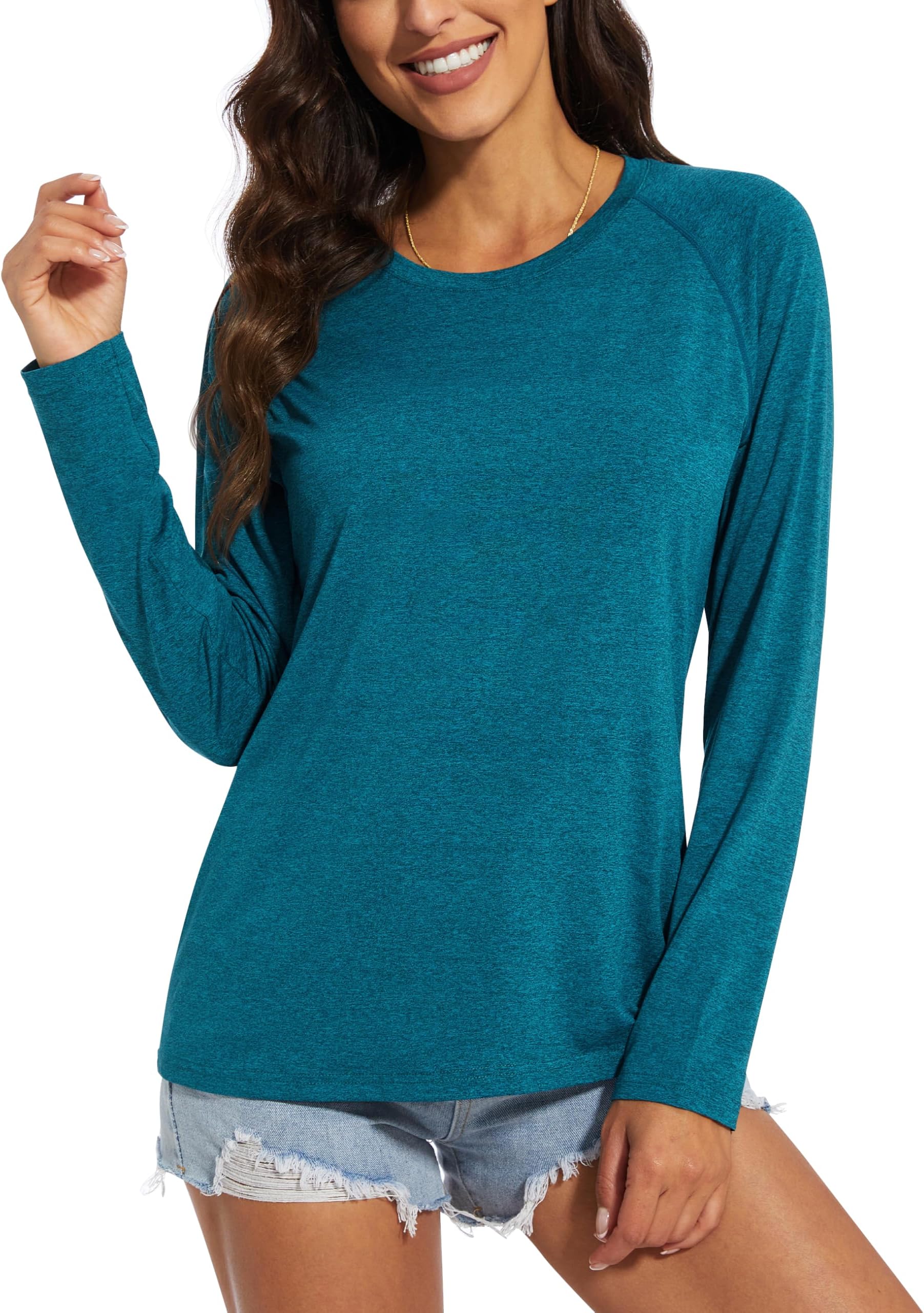 MAGCOMSEN Women's Long Sleeve Shirts UPF 50+ Workout Tops Sun Protection Athletic Running Swim Rash Guard