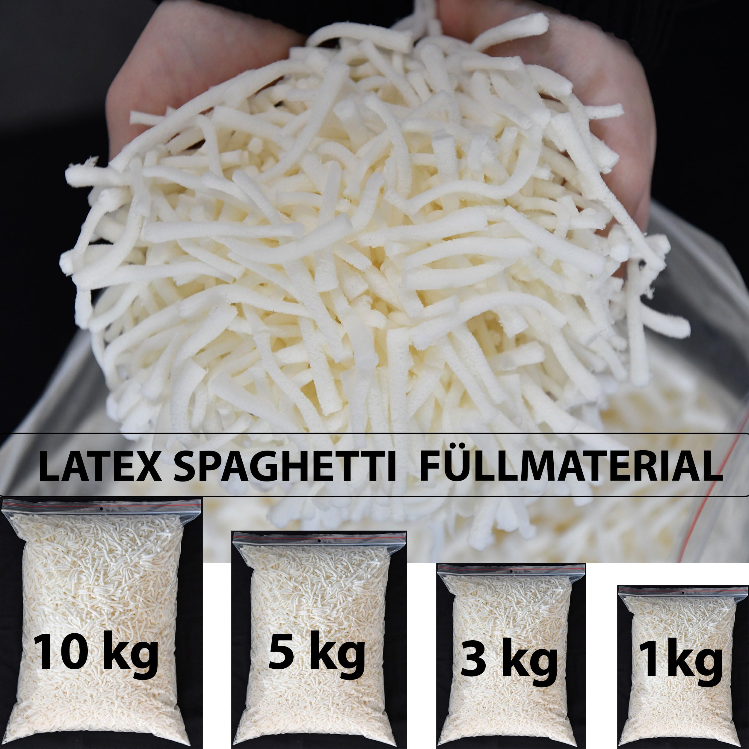 Latex Spaghetti Kissenfüllung 3 kg Kissen Füllmaterial | Speziellen Spaghettiform Ergonomische Stützkraft - Füllung für Kopfkissen, Hundekissen, Gesundheitskissen, Sitzkissen
