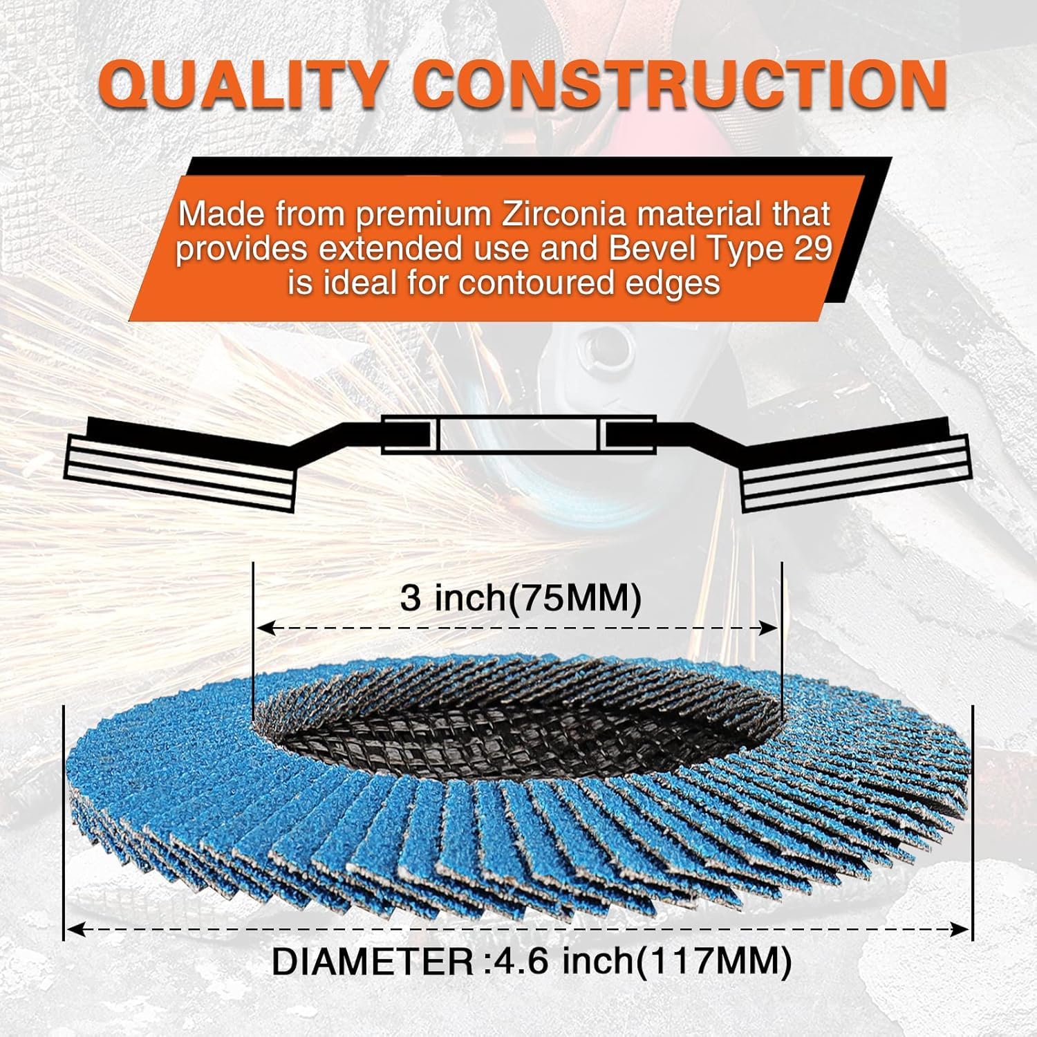 STEBRUAM 12 pezzi dischi lamellari da 115 mm, Disco Abrasivi grana 60, per Smerigliatrice Angolare a Batteria, GWS, BTI, Acciaio Inossidabile Metallo e Legno
