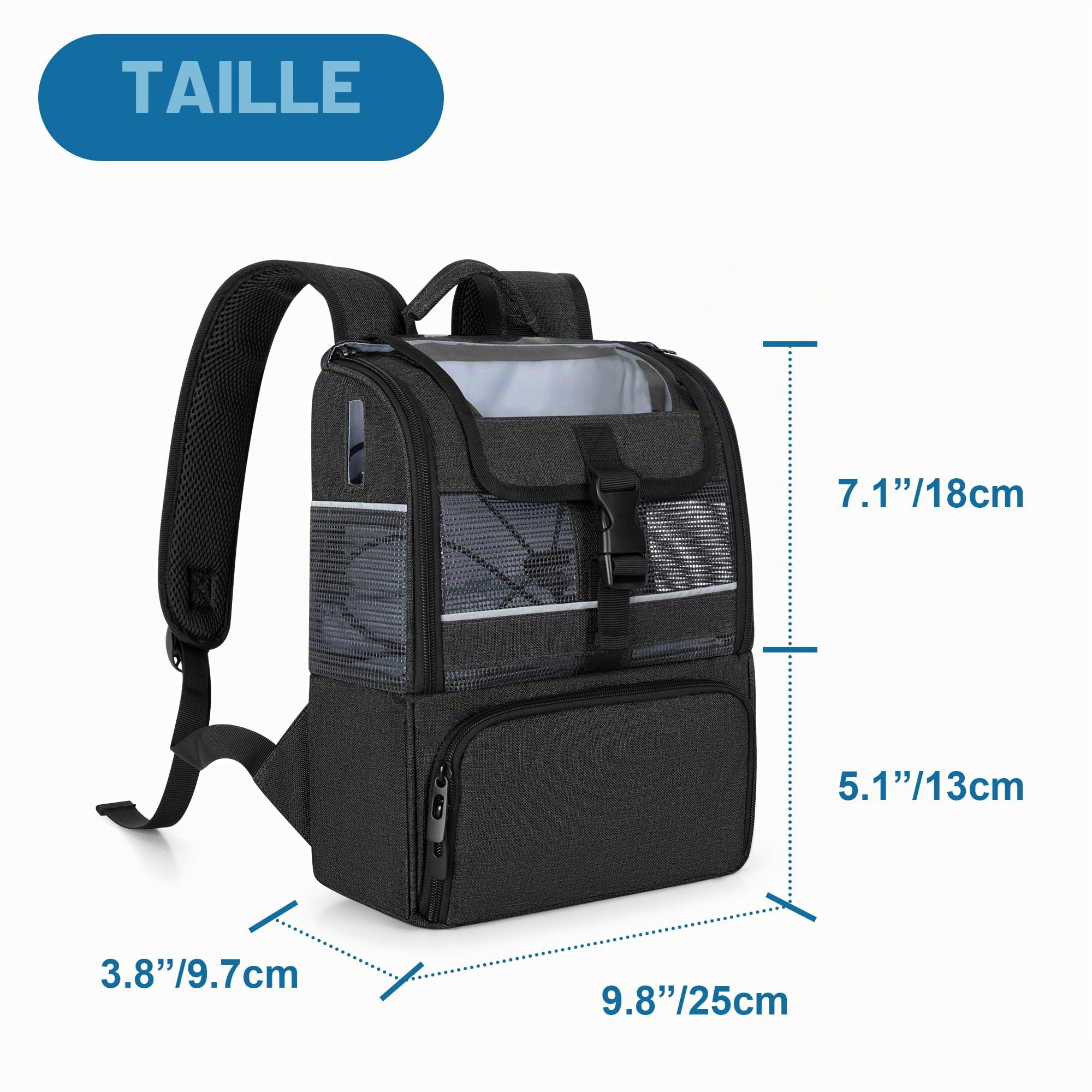CURMIO Sac à dos pour concentrateur d'oxygène, Sac de transport léger pour machine à oxygène compatible avec Rhythm Healthcare P2 P2-E6 P2-E7 (Sac Uniquement), Noir