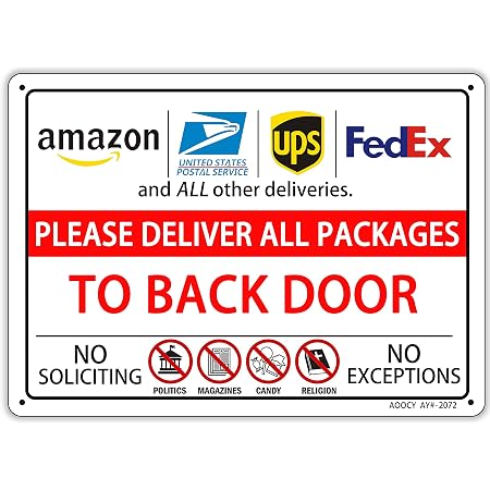 Amazon.com: Please Deliver All Packages to Back Porch Delivery Sign for ...