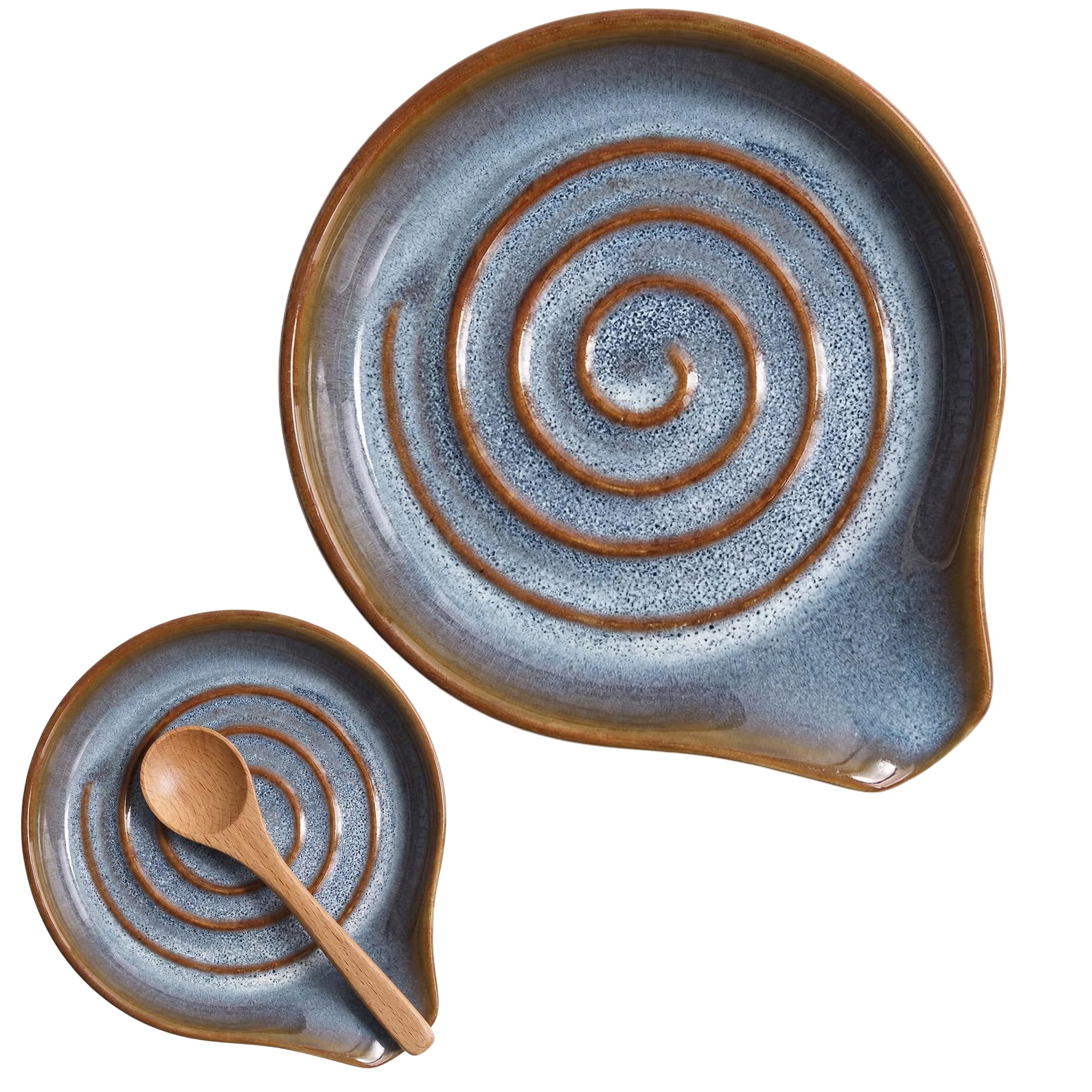 Repose Cuillère Cuisine en Céramique, Porte-Cuillère Multifonction pour Ustensiles de Cuisine, Lavable au Lave-Vaisselle