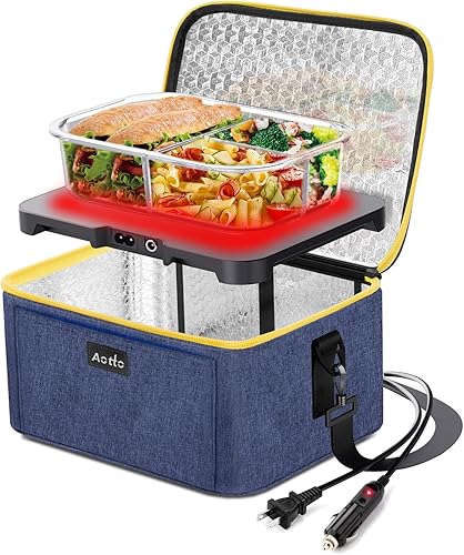 Aotto Fiambrera eléctrica portátil para alimentos, 12 V24 V110 V, 3 en 1, calentador de alimentos para automóvil, caja de almuerzo calentada para