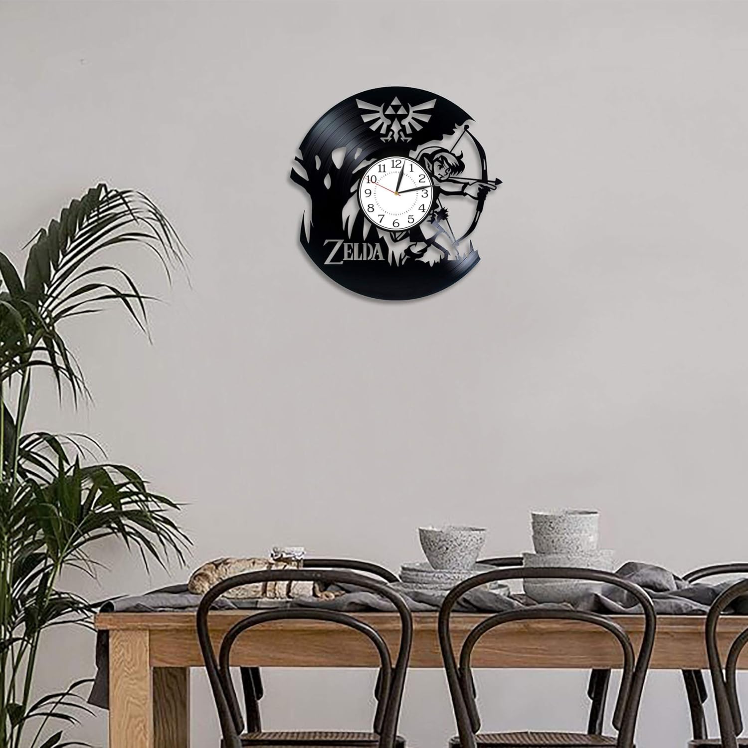 Link Birthday Gift Idea for Gamer Video Game Decor for Boy's Room The Legend of Zelda for Man Video Game Handmade Clock Zelda Vinyl Record Wall Clock Link 12 Inch Clock