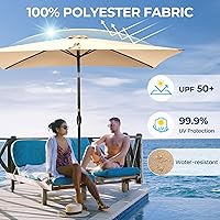 Vista 4 de Aok Garden Sombrillas de patio al aire libre de 10 x 6.5 pies para el interior de la piscina, sombrilla de mercado al aire libre con botón