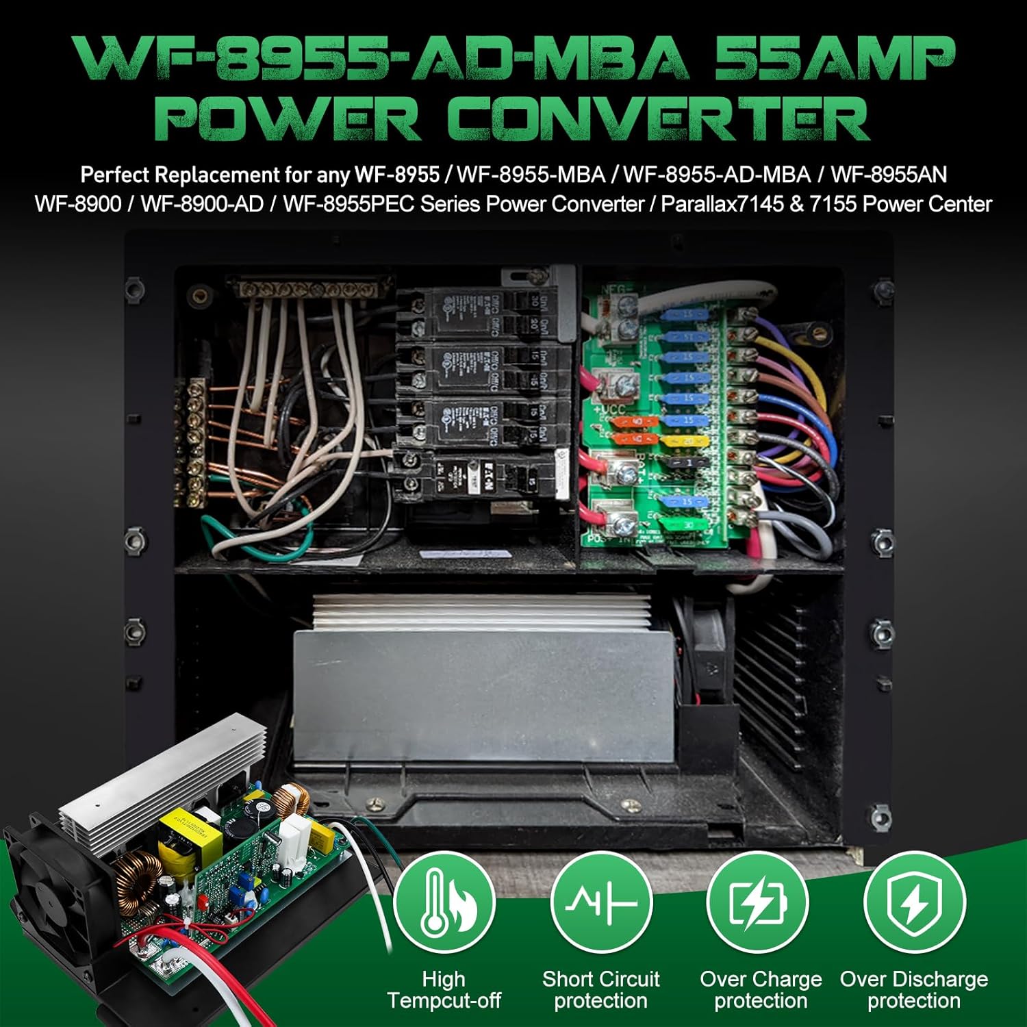 Upgrade Wf-8955 Power Converter with Recognition Lead Acid and Lithium Batteries - Quiet Cooling Wf-8955-Ad-Mba Converter for Wf-8955 and Parallax 7155 Converter,Fit Wf-8955pec Without Any Issues