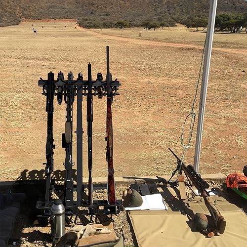 Miniatura 7 de Portaarmas portátil plegable para rifles, soporte móvil para armas de interior fabricado con acero resistente, soporta hasta 7 pistolas y 4 rifles,