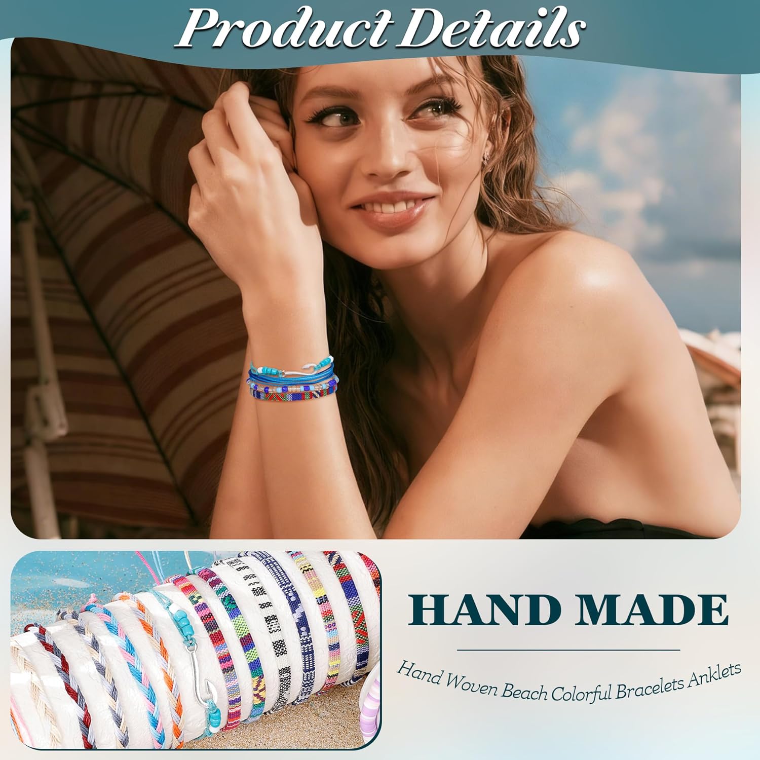 36Pcs Boho Surfer Bracelets Anklets for Women Men Adjustable String Rope Anklets Handmade Beach Colorful Bracelets Anklets Friendship Braided Bracelet Waterproof - Image 4