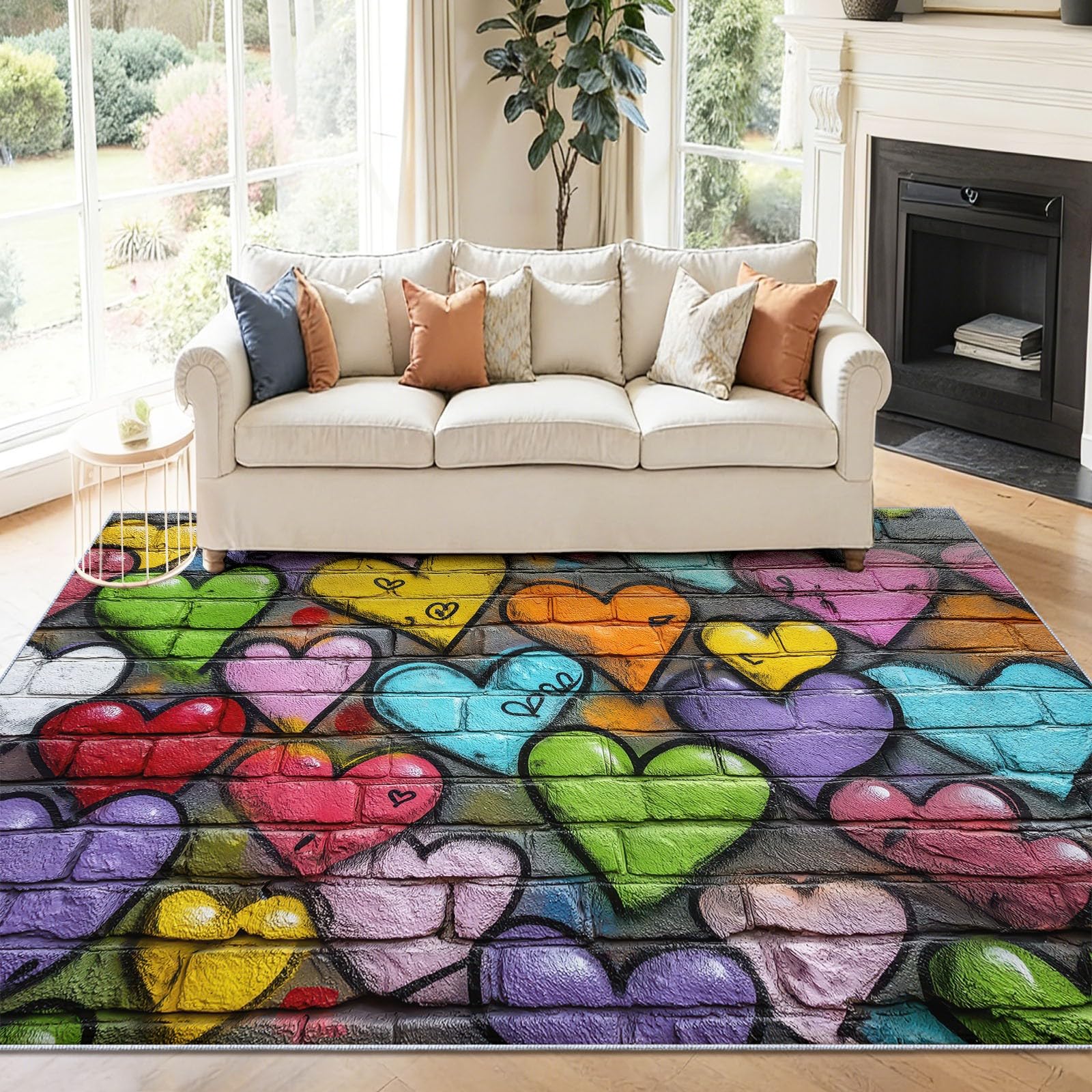 Tapis graffiti moderne pour salon et bureau grand format 160x230 cm