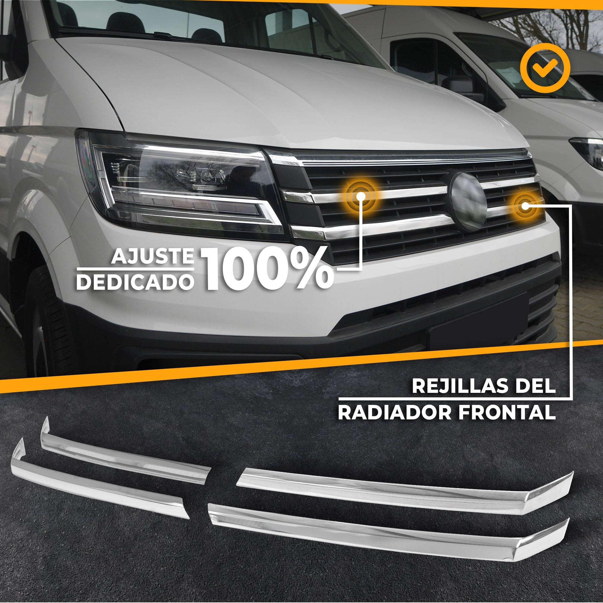 CHROMEMASTER | Compatible con VW Crafter 2017+ | Molduras del Radiador Delantero; Rejillas para el Coche; Acero inoxidable Pulido | Nuevo, Atractivo Aspecto del Vehículo