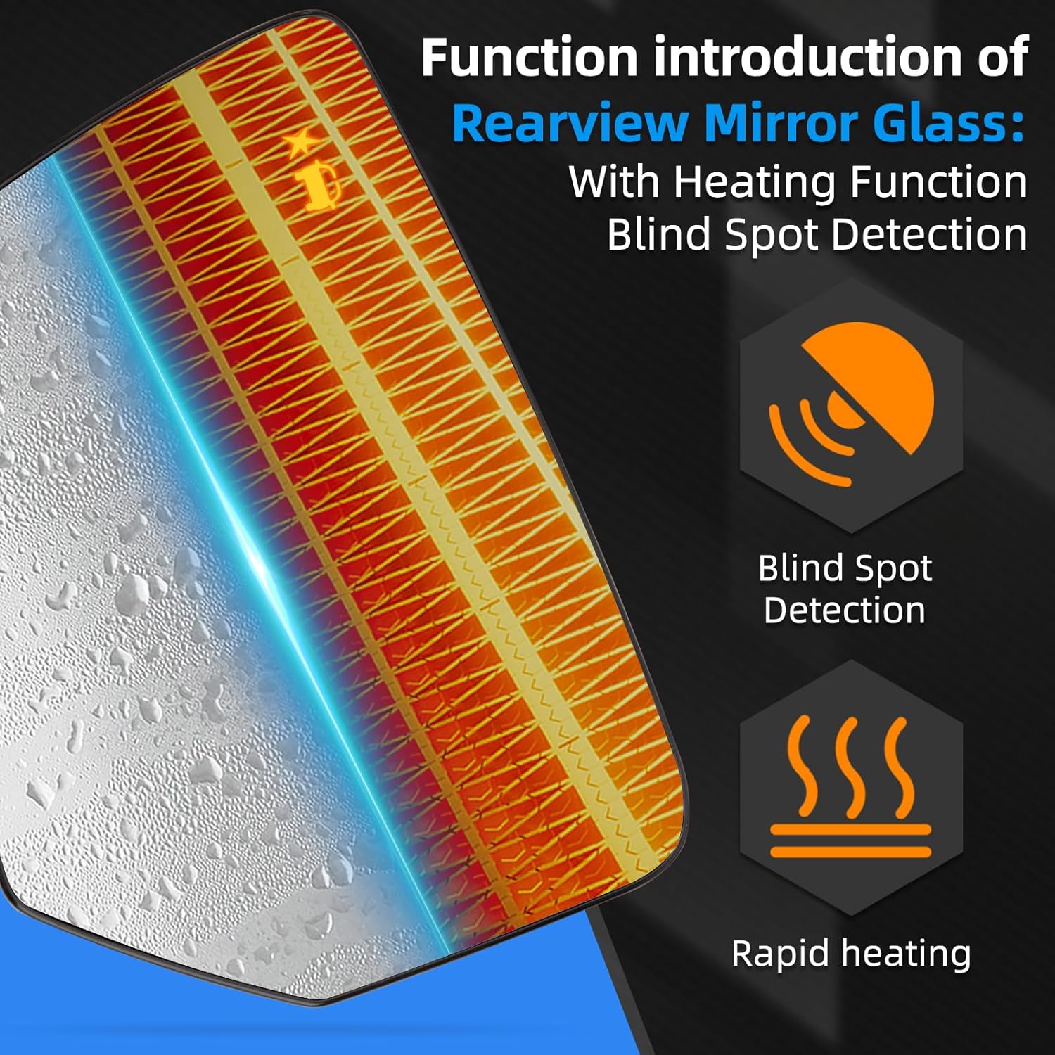 Driver Side Mirror Replacement for Chevrolet Chevy Impala 2014 2015 2016 2017 2018 2019 2020 - Left Side Mirror Glass, Rear View Mirrors Glass with Power Heated & Blind Spot