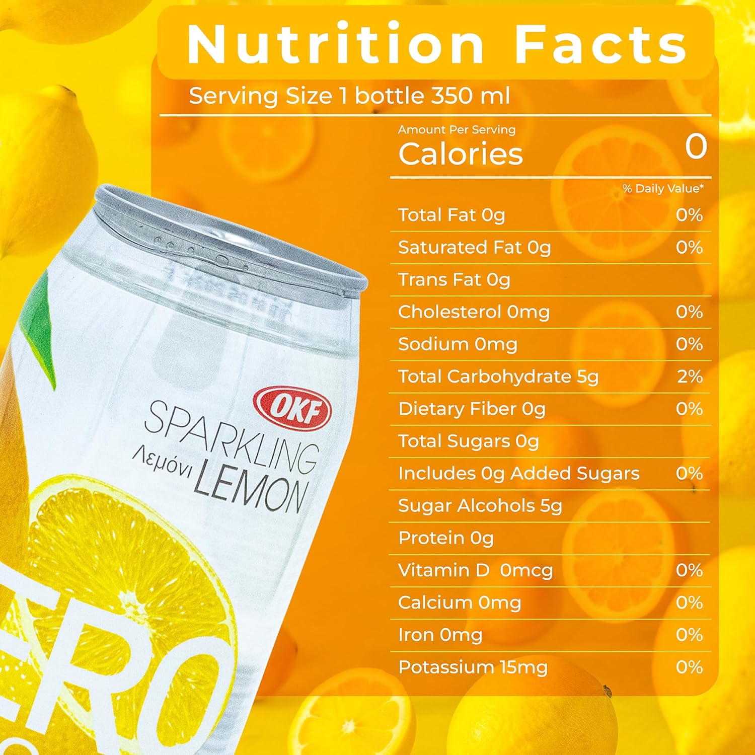 OKF Sparkling Juice Water Beverage Blend, Lemon, No Preservatives, No Artificial Color, Gluten Free, Fat Free, 11.84 FL OZ, 24 Cans