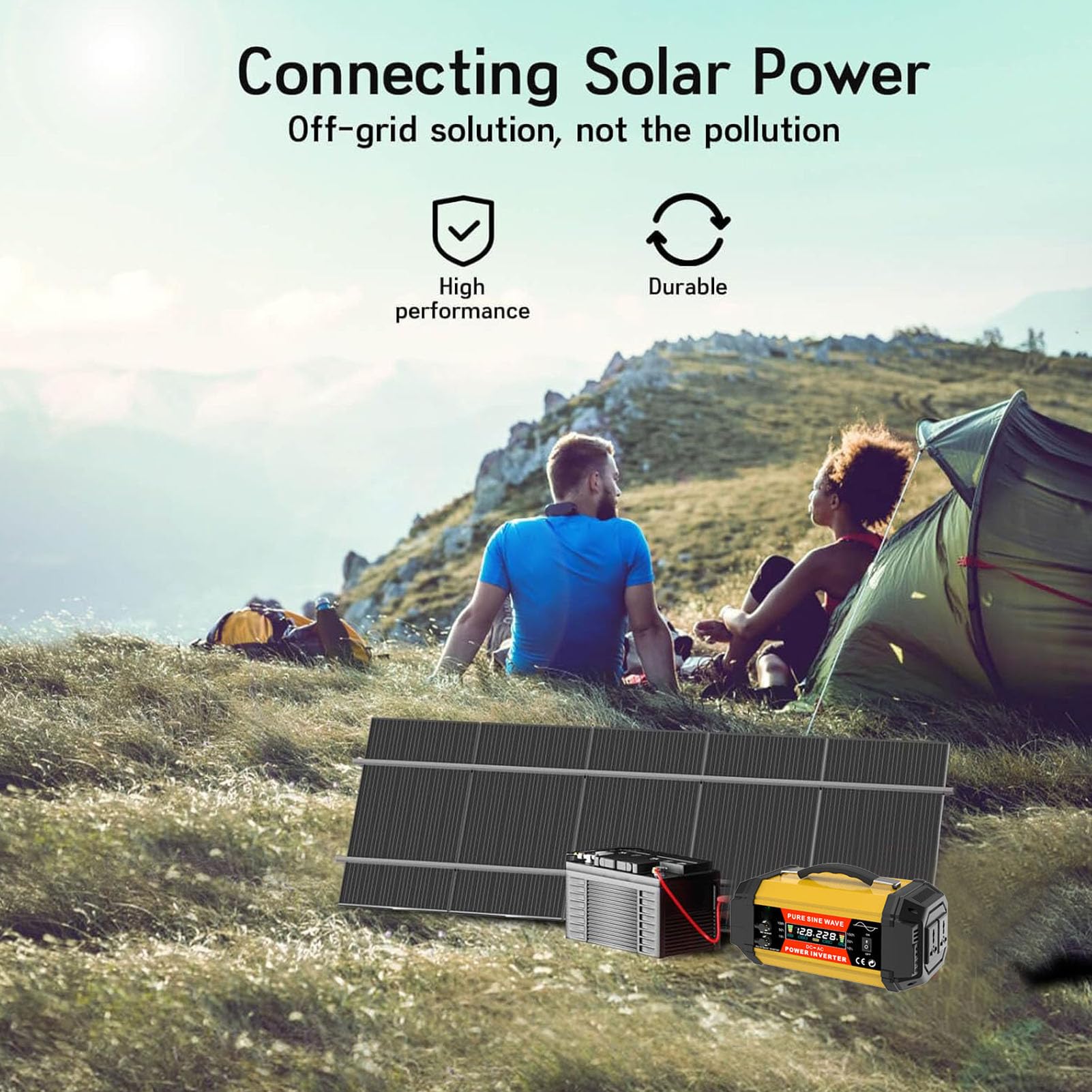 Keenso Przetwornica Czystej Fali Sinusoidalnej, ABS 12 V do 220 V Samochodowa Przetwornica Sinusoidalna 500 W Ciągła Moc Szczytowa 1000 W z Podwójnym Wyświetlaczem LCD USB do łodzi Samochodowej Domowe