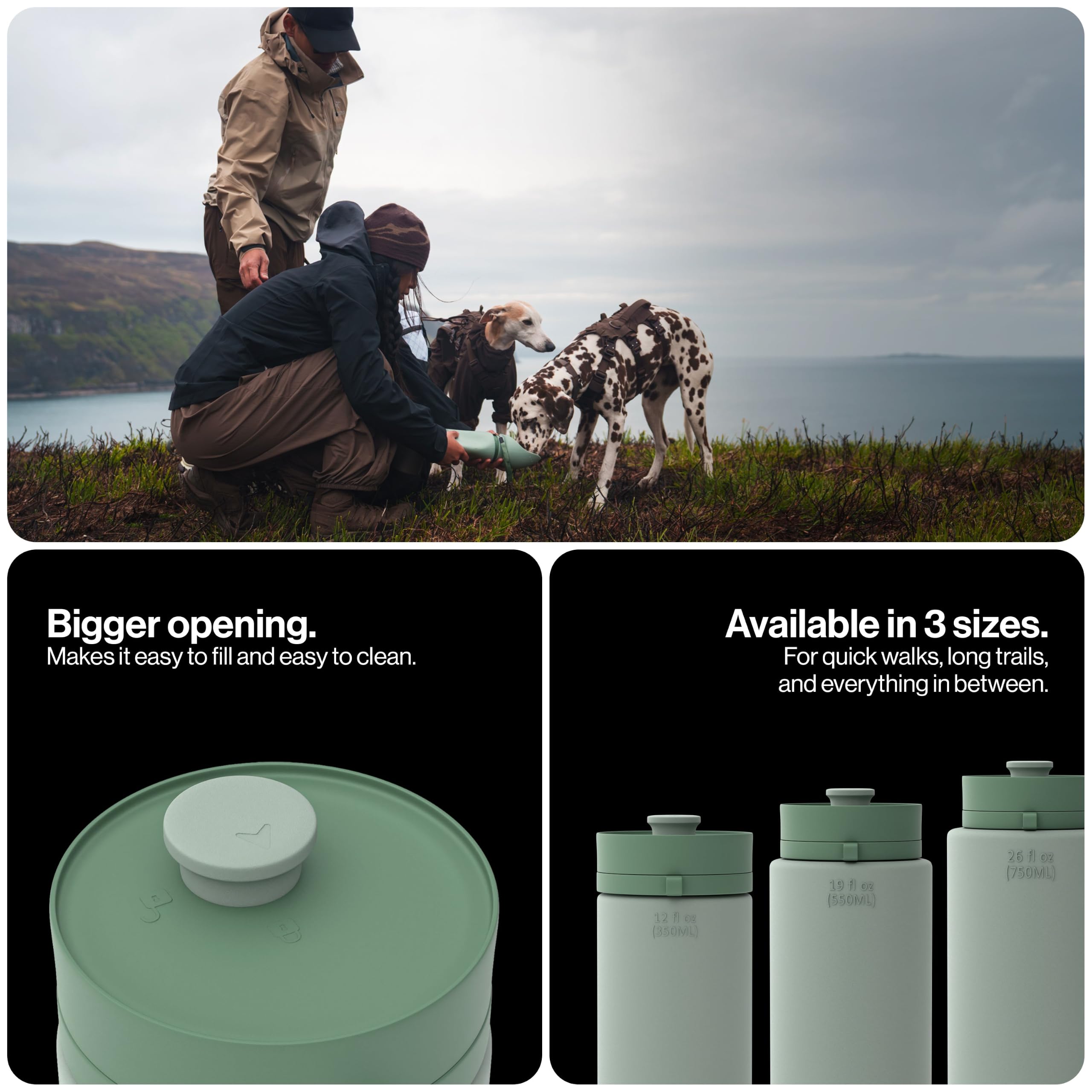 SÄKER Botella de Agua portátil para Perros de 1 l, Botella de Agua Plegable para Perros, Caminar, Senderismo y al Aire Libre, Funciona como un Cuenco de Agua portátil, diseñada en