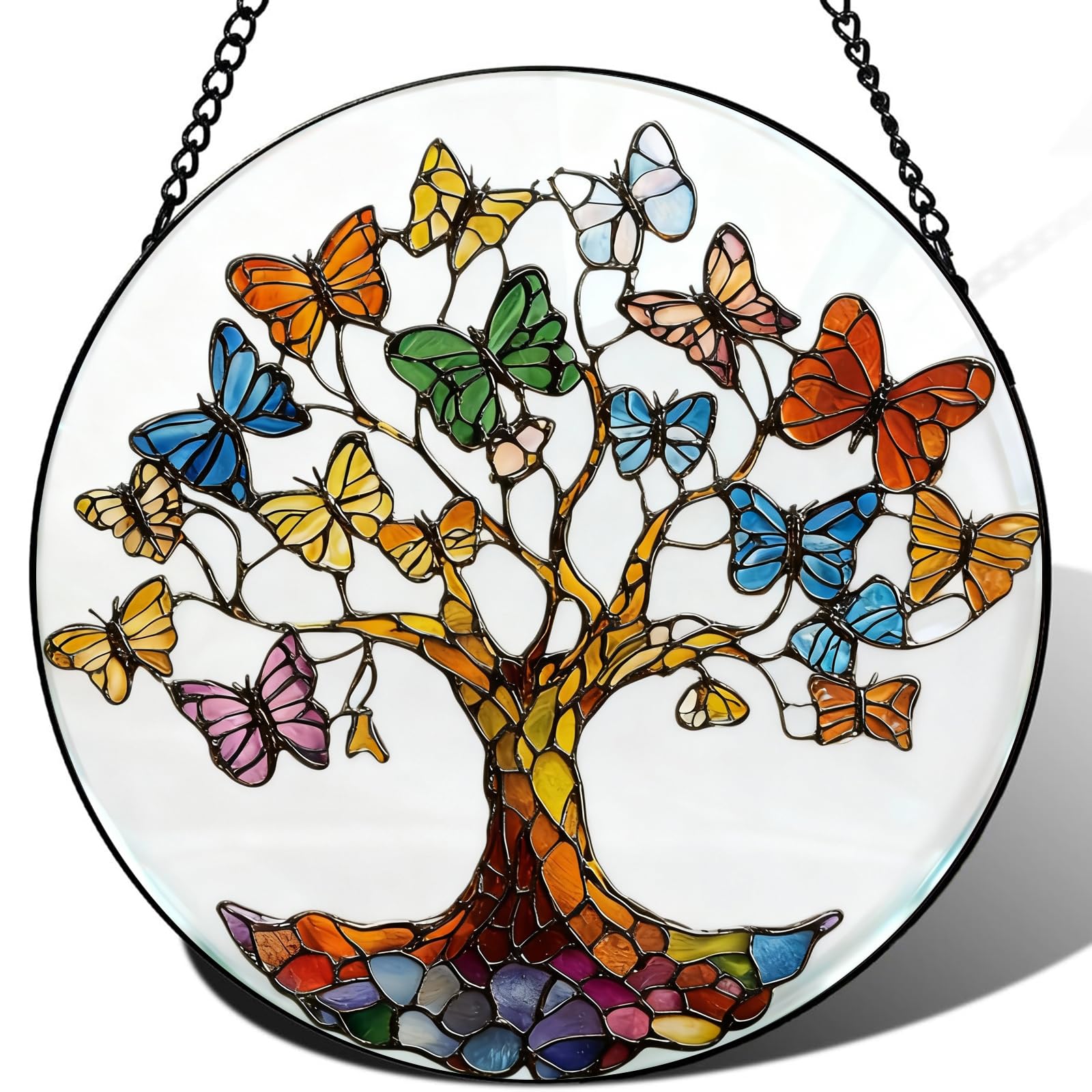 Photo 1 of Zizzie Stained Glass Jesus Suncatcher - 7.9" Real Glass Walking on Water Mosaic Window Hanging, Weatherproof Cathedral Christian Decor, Sympathy Faith Encouragement Gift for Mom Pastor Women