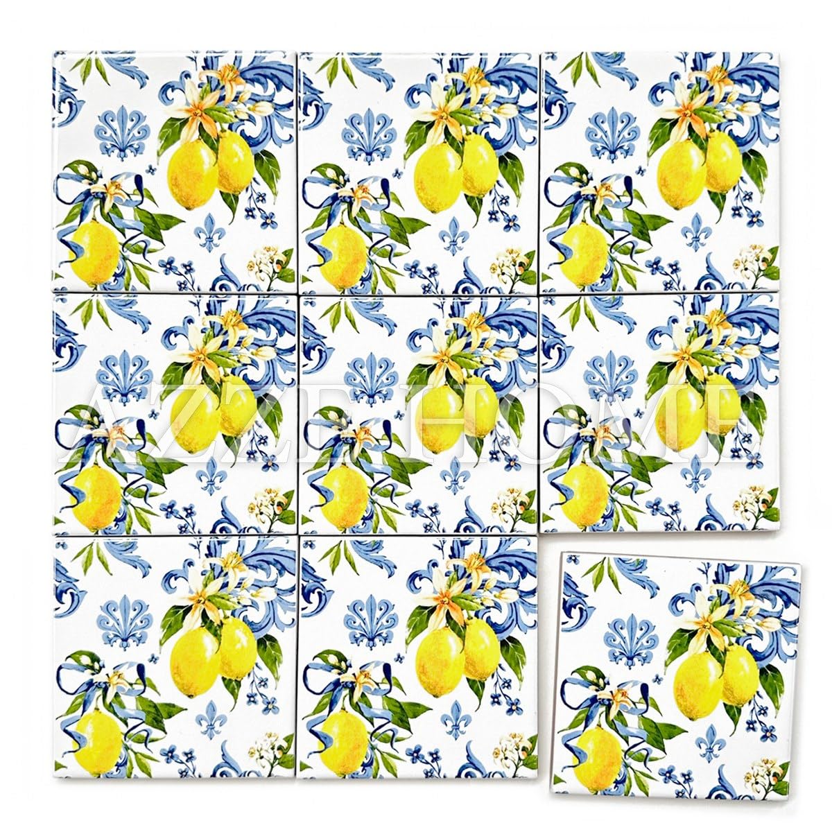 AZZEHOME Porcelain Tiles 4x4'', Pack of 10 Handmade Products, (NOT Stickers) Balcony, Garden, Bathroom, Kitchen, Indoor & Outdoor Ceramics, ics08