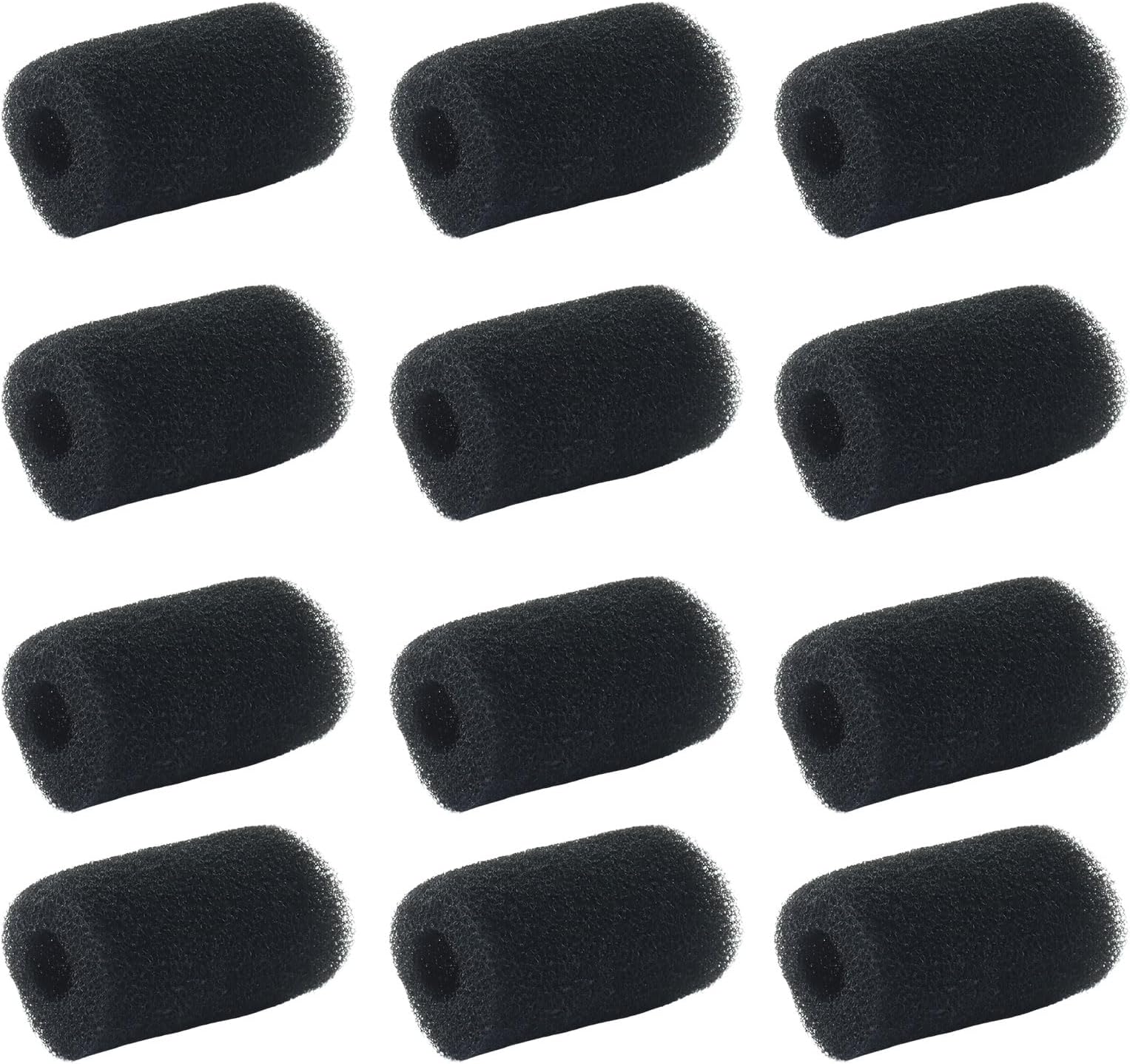 12 Pack Pre-Filter Sponge 0.6 Inch for Aquarium Intake Filter, Replacement Foam Cover Accessories Black Foam Roll, for Fish Tank